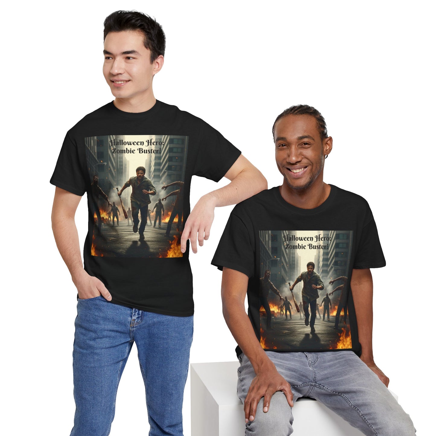 You As a Zombie Buster- Custom Made Halloween Cotton T-Shirt, Your Face On a T-Shirt