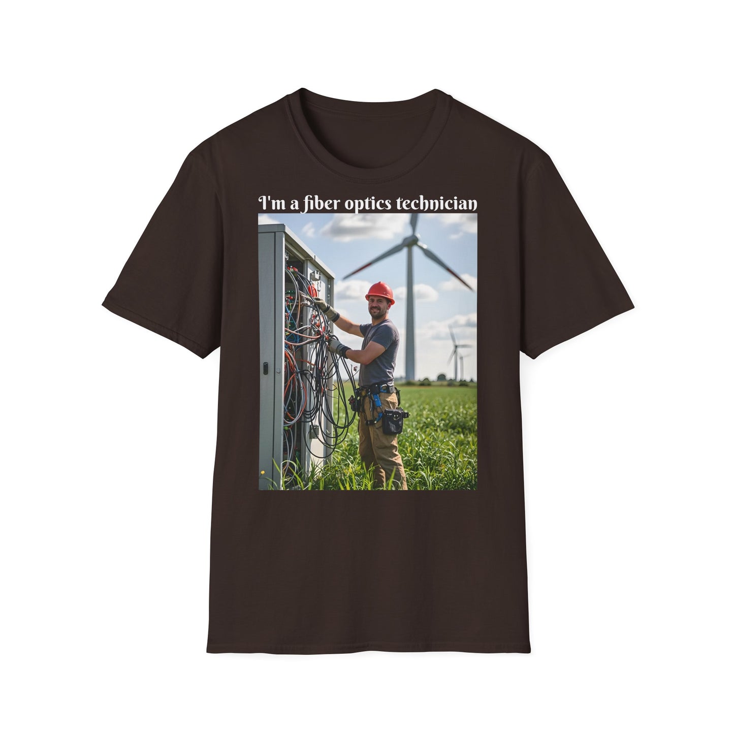 Customizable Softstyle Cotton T-Shirt - 'I'm a Fiber Optics Technician' Design for Energy Workers