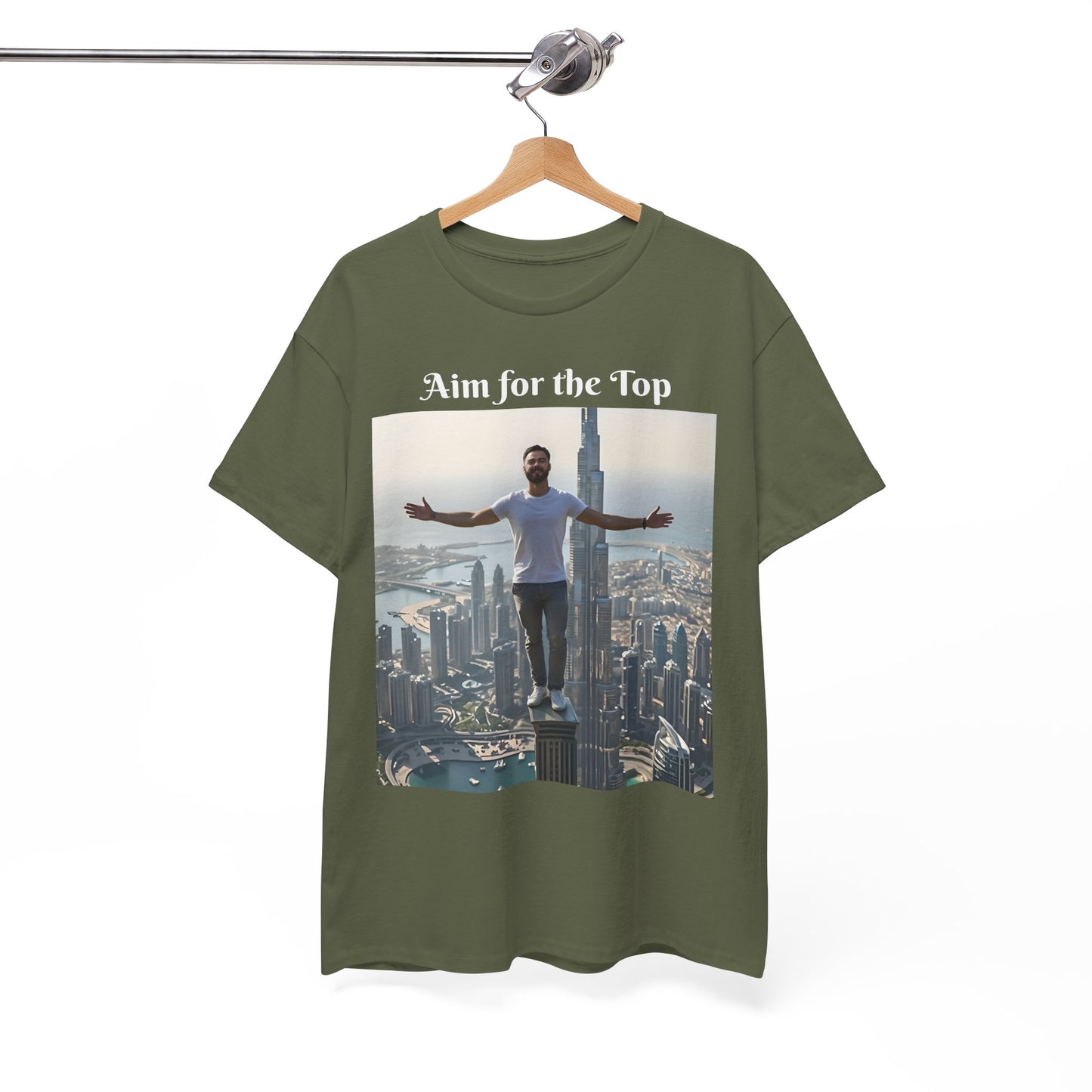 Customizable Cotton T-Shirt - ‘Aim for the Top’ - With Your Face on the T-Shirt