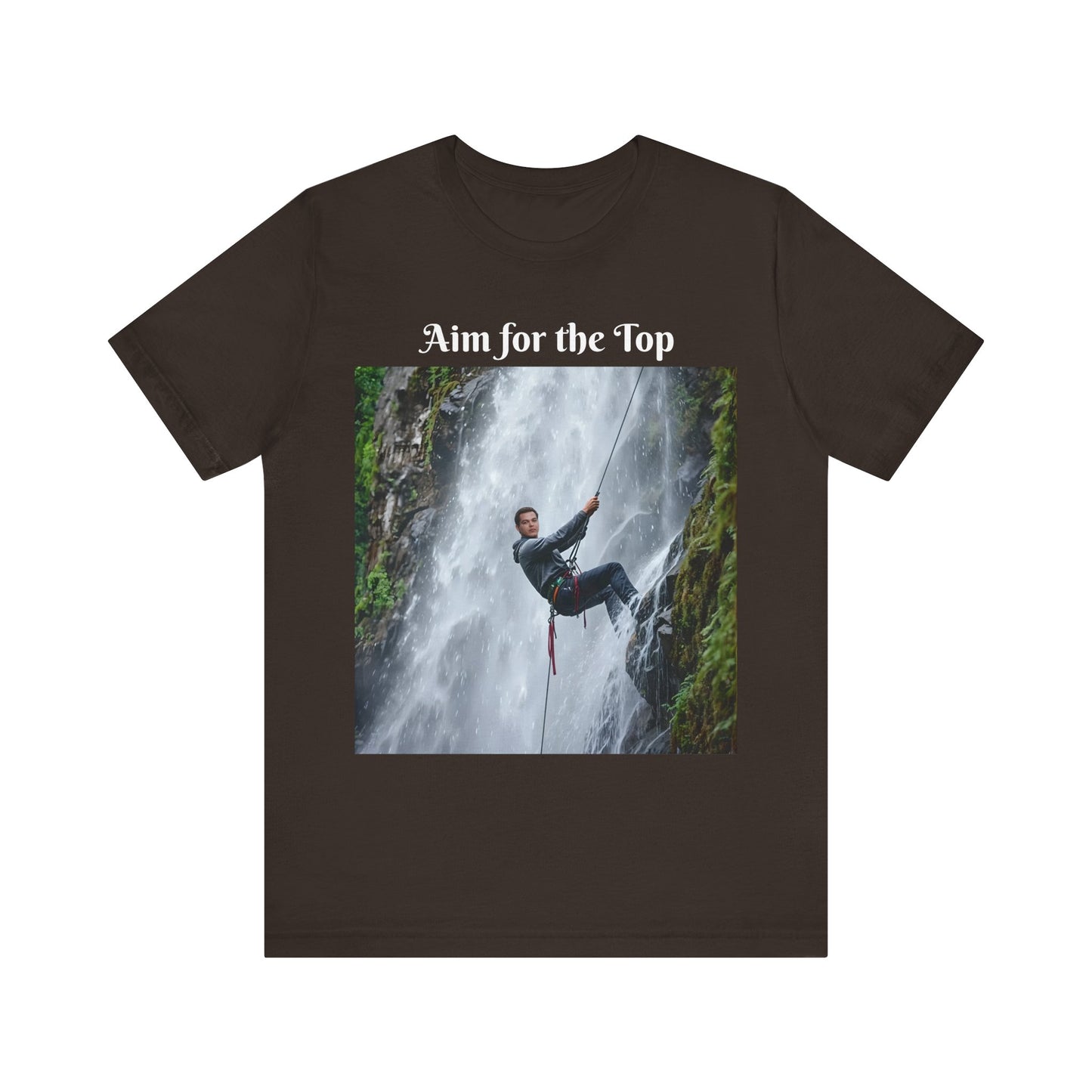 Customizable Cotton Adventure T-Shirt - "Aim for the Top" With Your Face on the T-Shirt