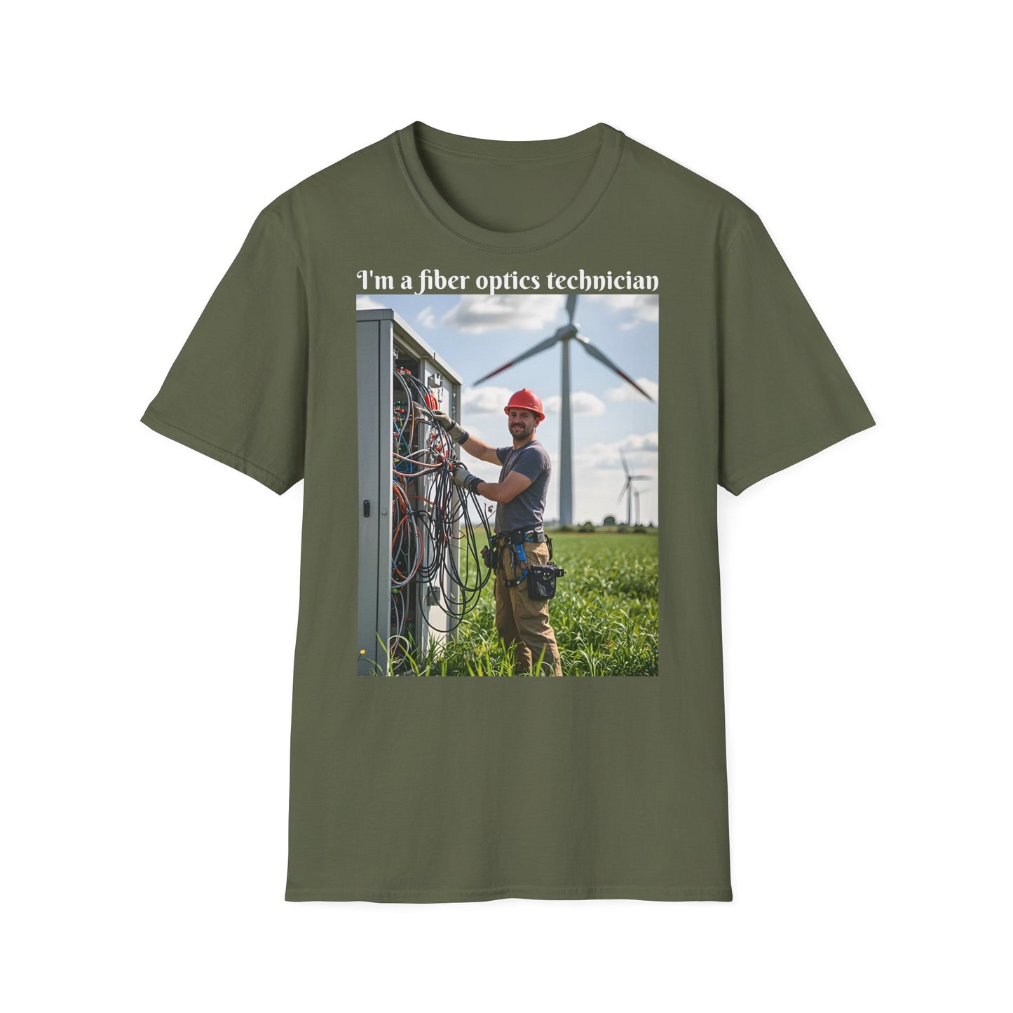 Customizable Softstyle Cotton T-Shirt - 'I'm a Fiber Optics Technician' Design for Energy Workers
