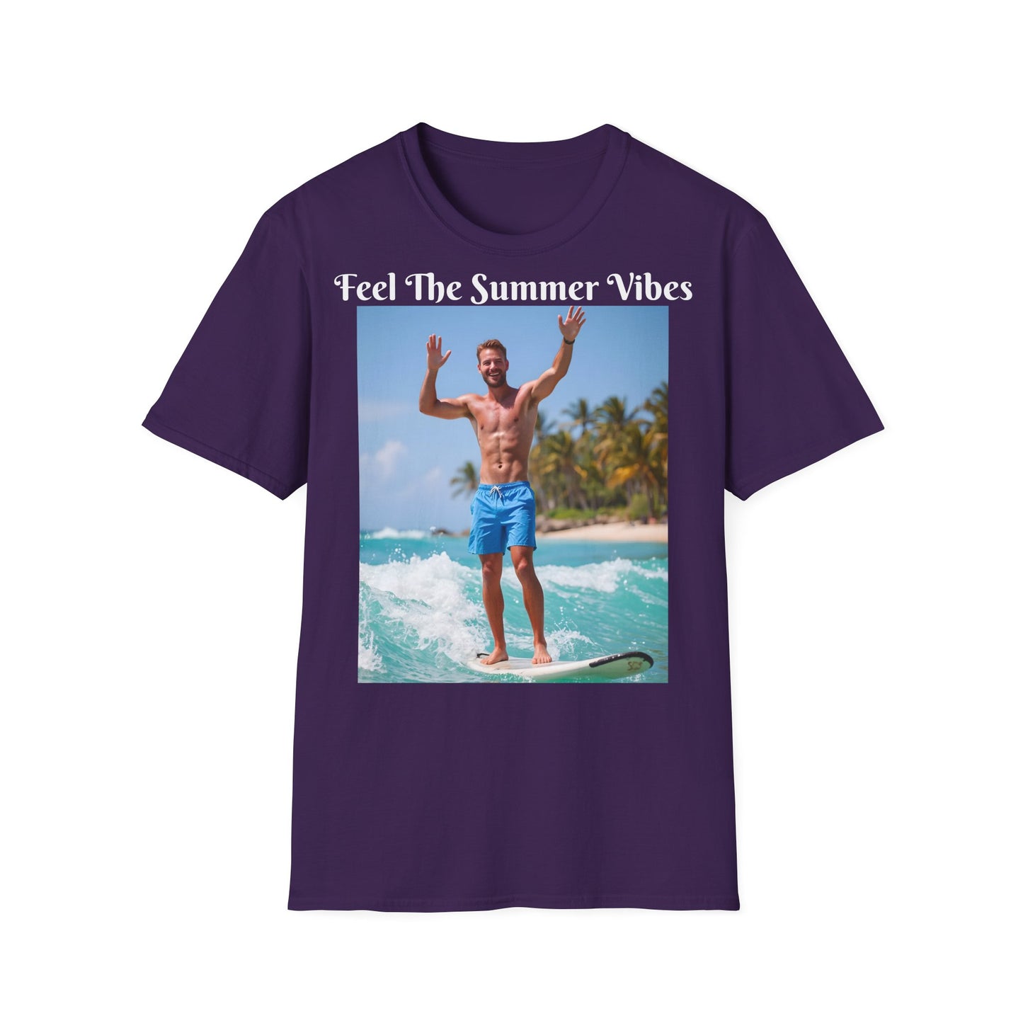 Customizable "Feel the Summer Vibes" Cotton Softstyle T-Shirt