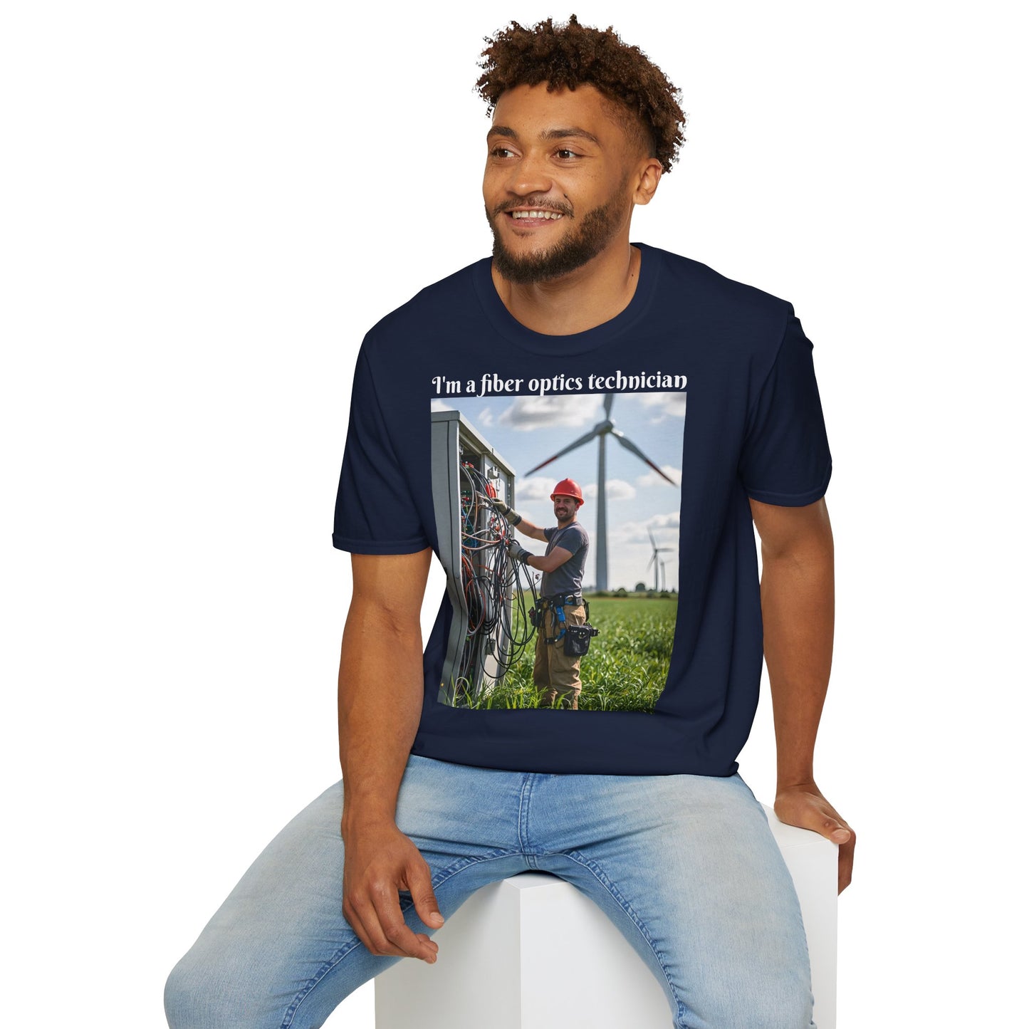 Customizable Softstyle Cotton T-Shirt - 'I'm a Fiber Optics Technician' Design for Energy Workers