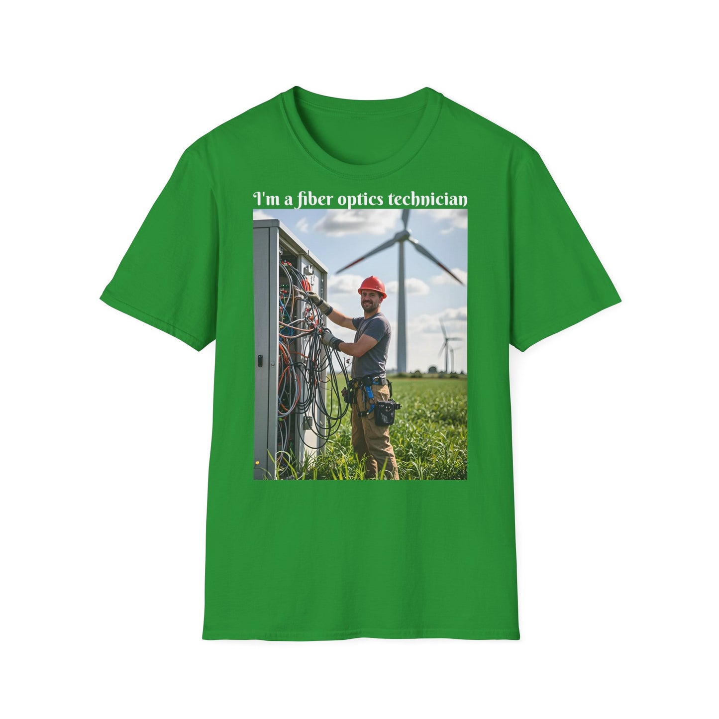 Customizable Softstyle Cotton T-Shirt - 'I'm a Fiber Optics Technician' Design for Energy Workers