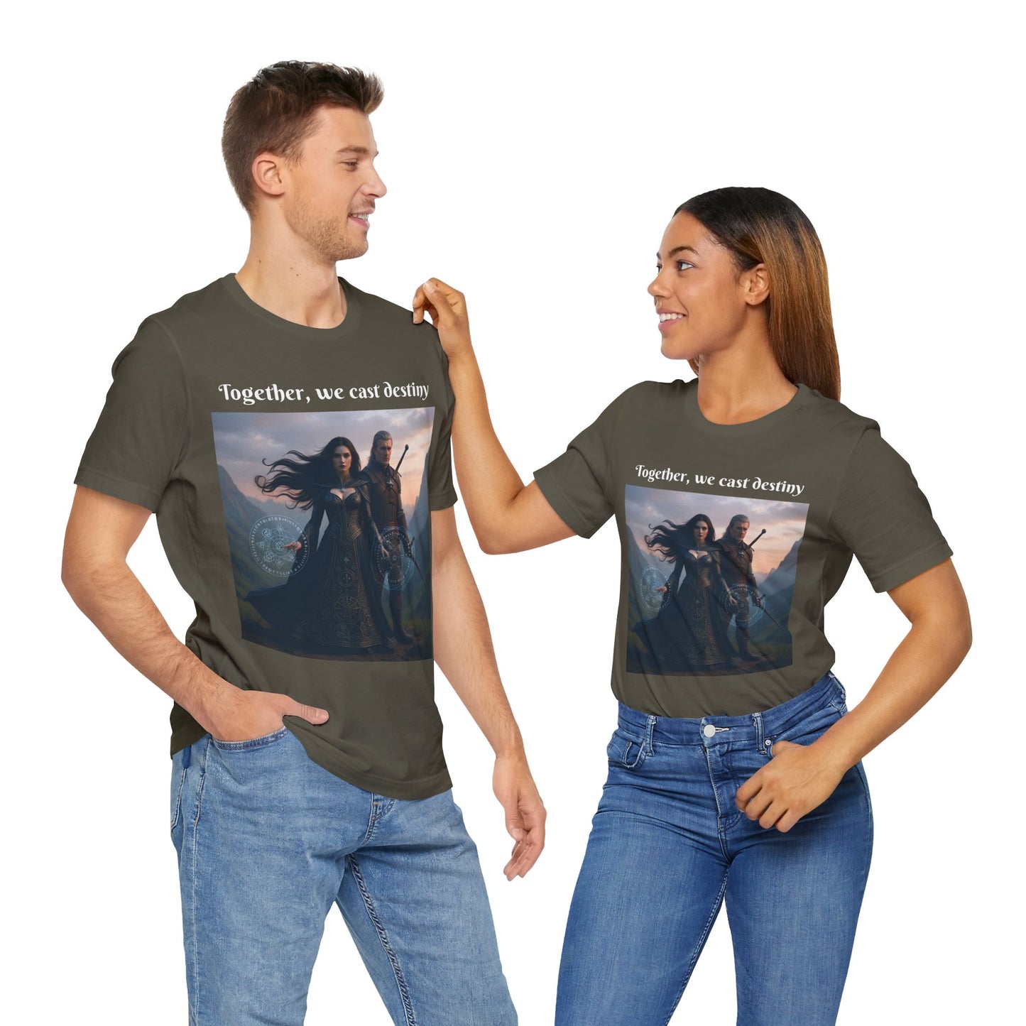 Customizable Halloween Unisex Cotton T-Shirt - Together, we cast destiny - Halloween
