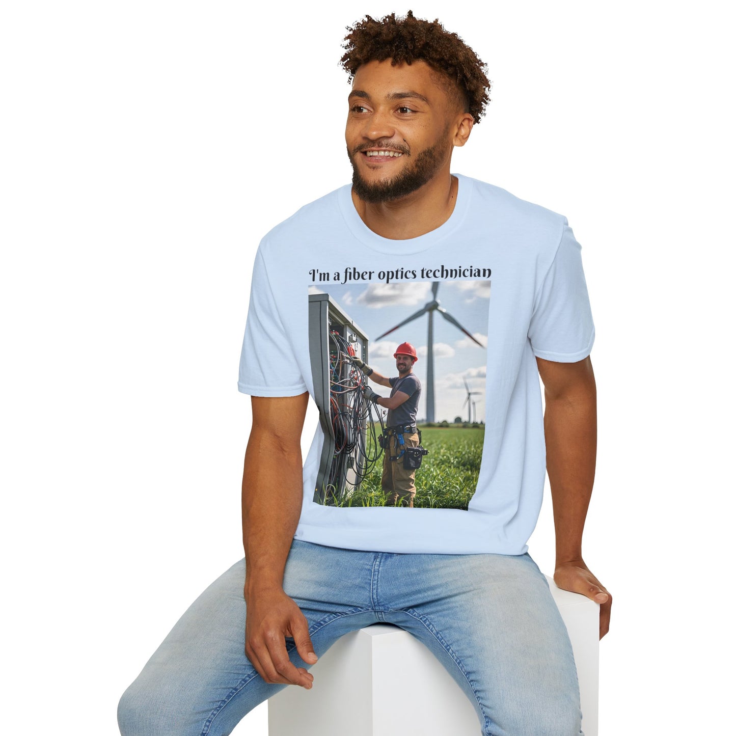 Customizable Softstyle Cotton T-Shirt - 'I'm a Fiber Optics Technician' Design for Energy Workers