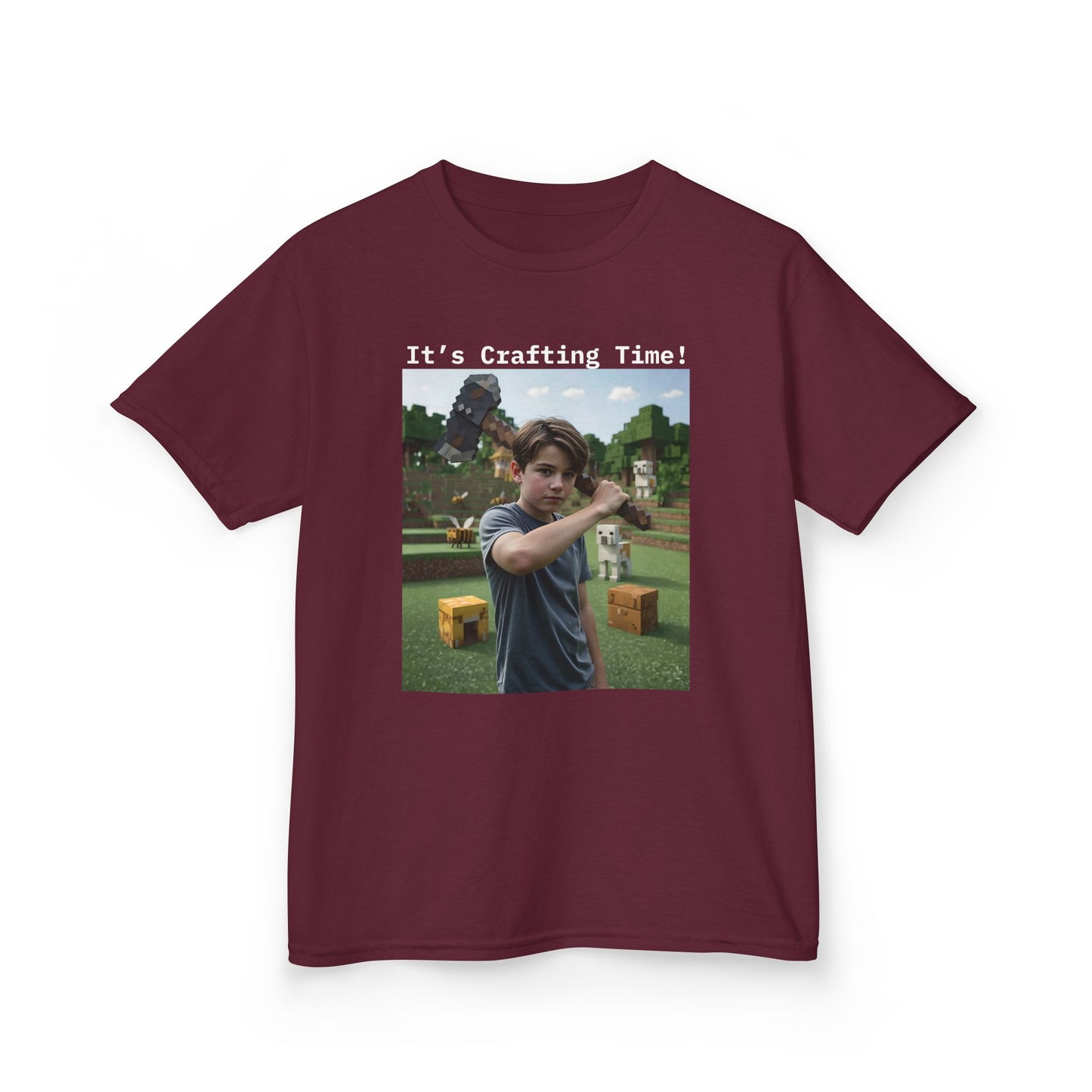 Customizable Kids Cotton T-Shirt - It's Crafting Time - Minecraft Inspired T-Shirt