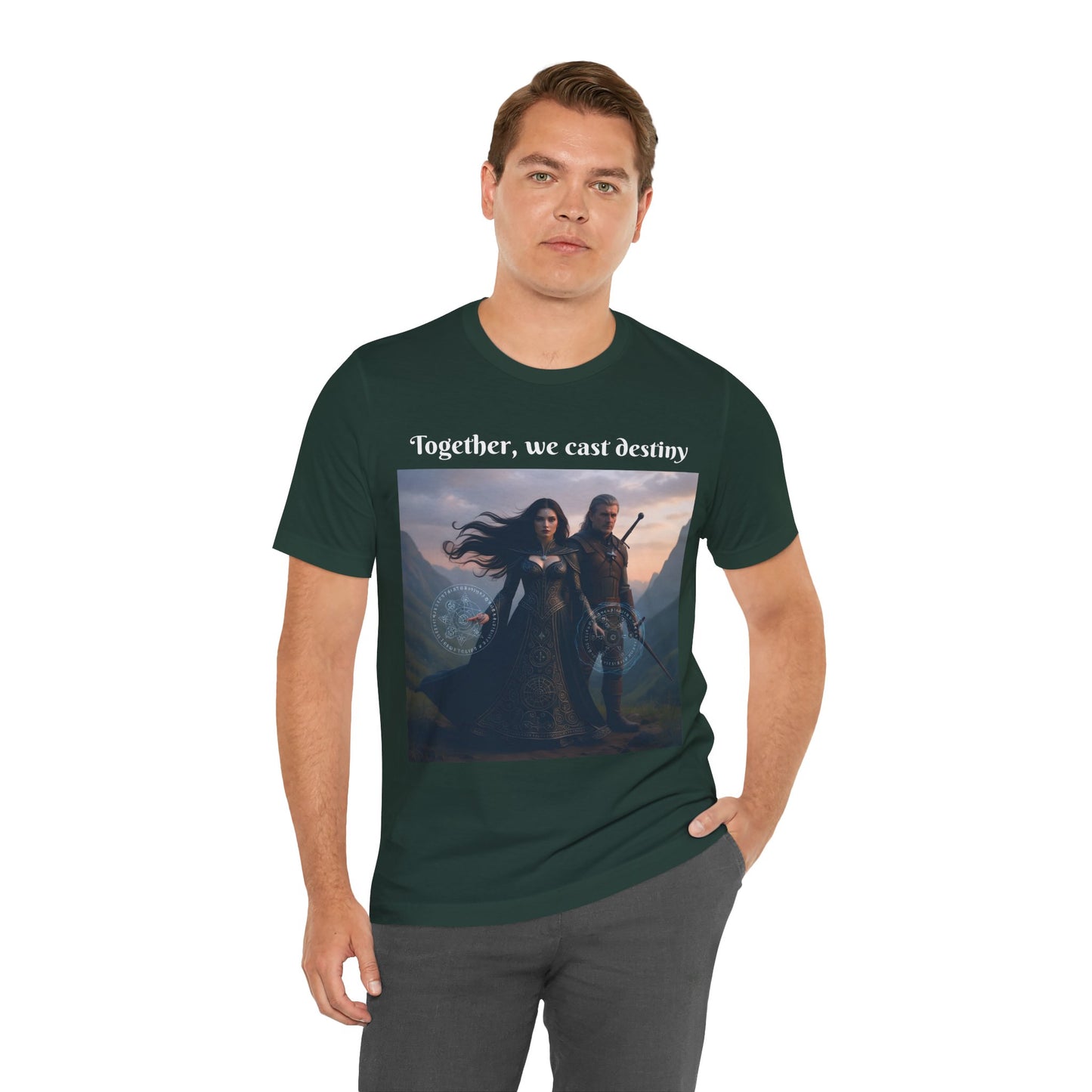 Customizable Halloween Unisex Cotton T-Shirt - Together, we cast destiny - Halloween