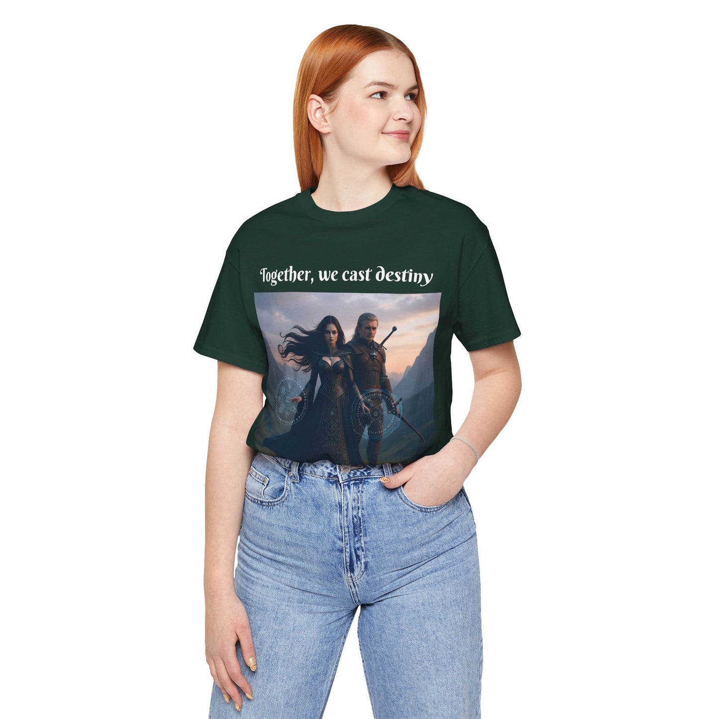 Customizable Halloween Unisex Cotton T-Shirt - Together, we cast destiny - Halloween