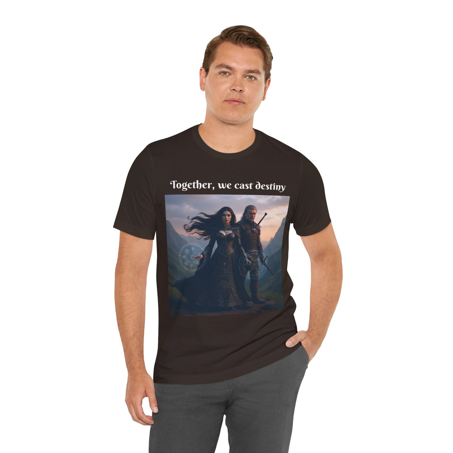 Customizable Halloween Unisex Cotton T-Shirt - Together, we cast destiny - Halloween