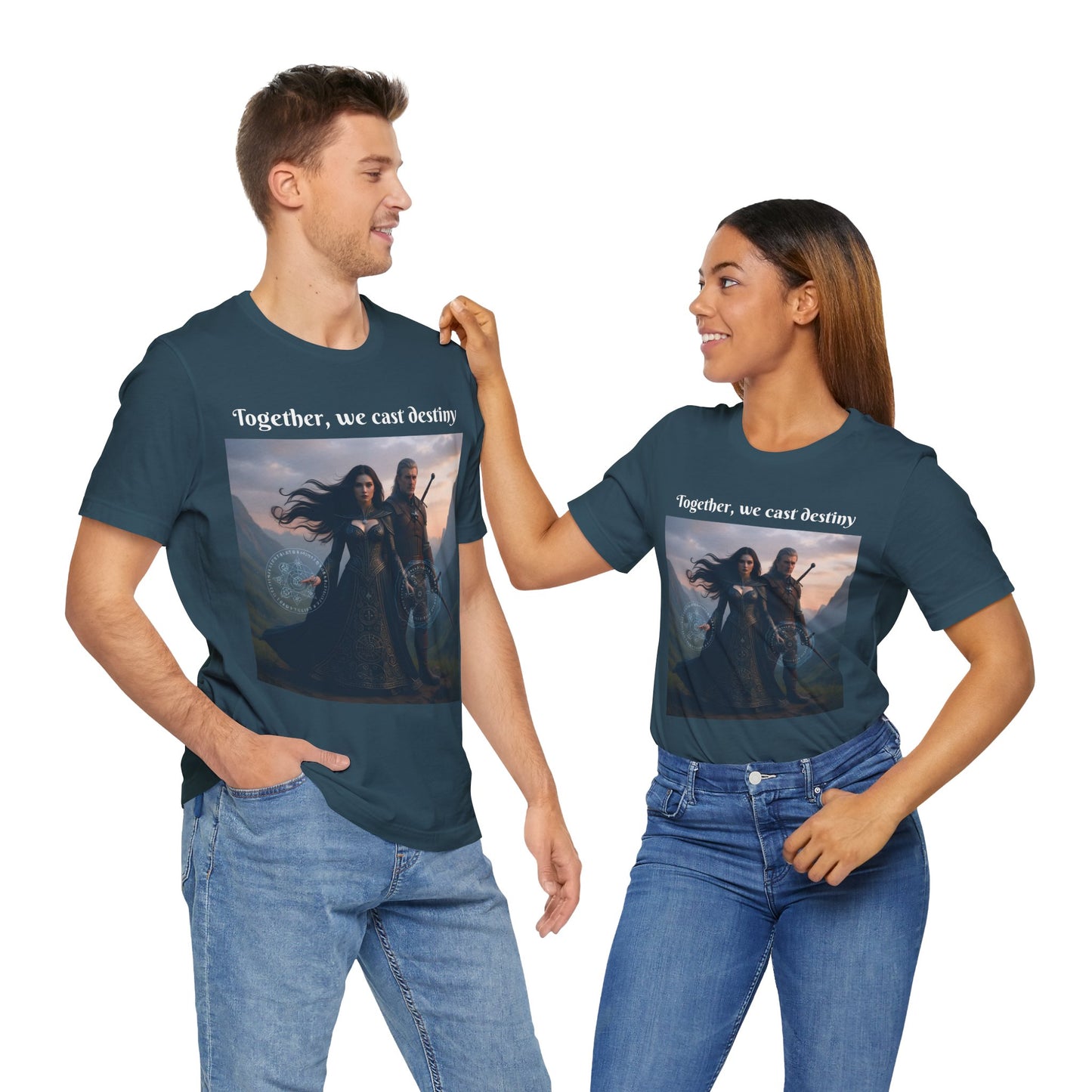 Customizable Halloween Unisex Cotton T-Shirt - Together, we cast destiny - Halloween