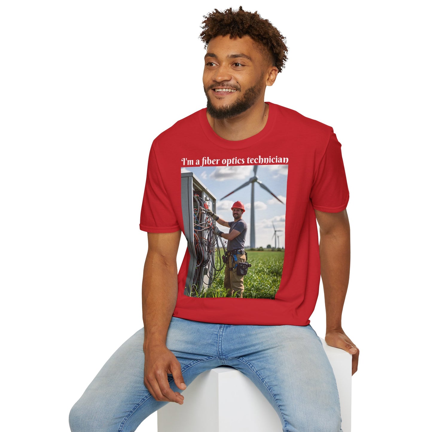Customizable Softstyle Cotton T-Shirt - 'I'm a Fiber Optics Technician' Design for Energy Workers