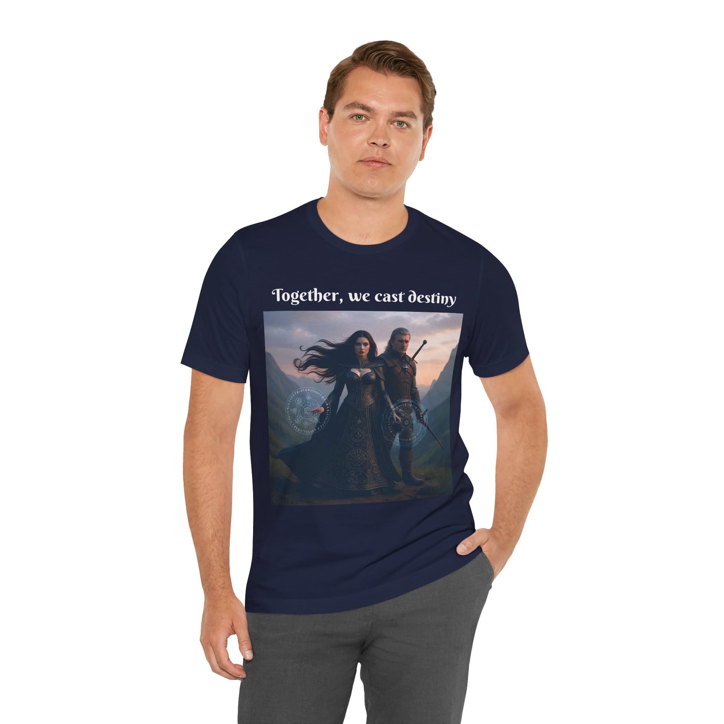 Customizable Halloween Unisex Cotton T-Shirt - Together, we cast destiny - Halloween