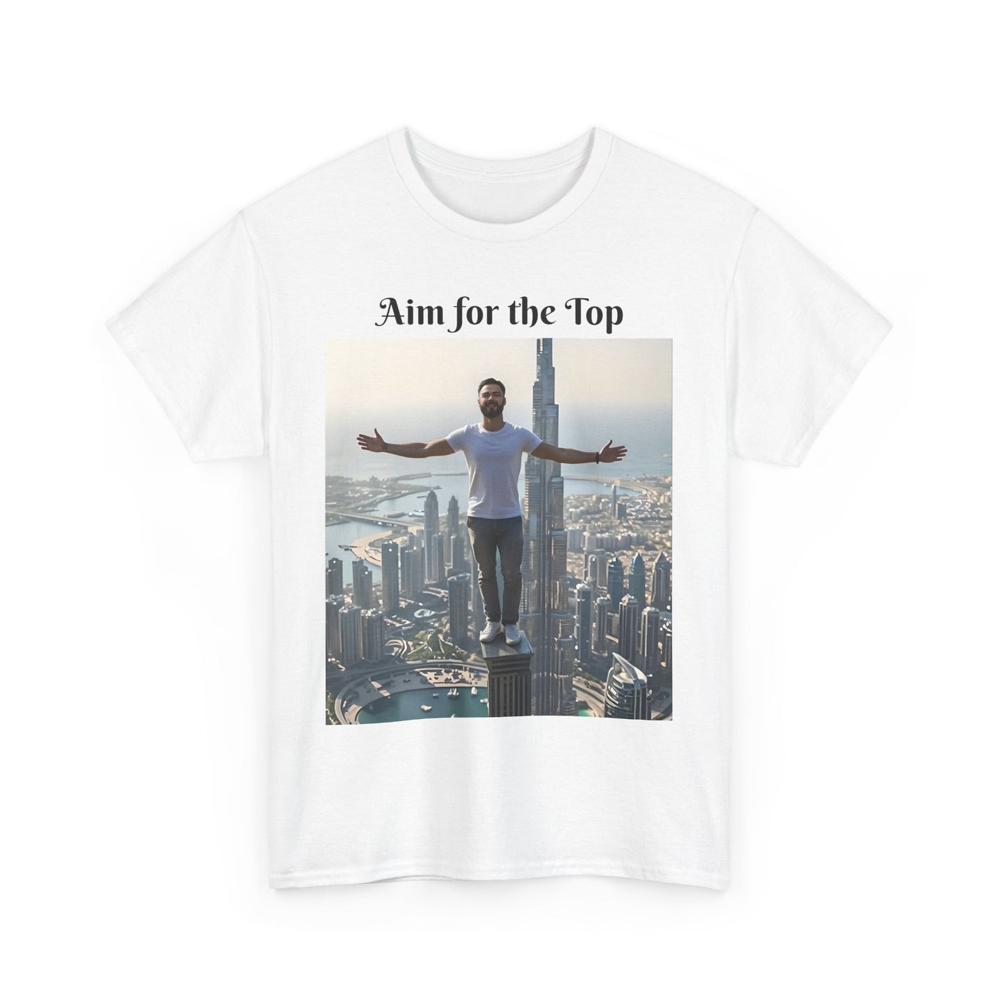 Customizable Cotton T-Shirt - ‘Aim for the Top’ - With Your Face on the T-Shirt