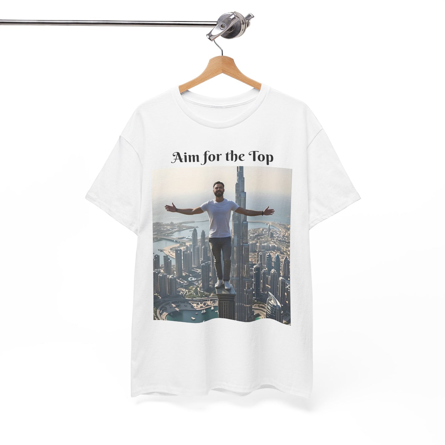 Customizable Cotton T-Shirt - ‘Aim for the Top’ - With Your Face on the T-Shirt