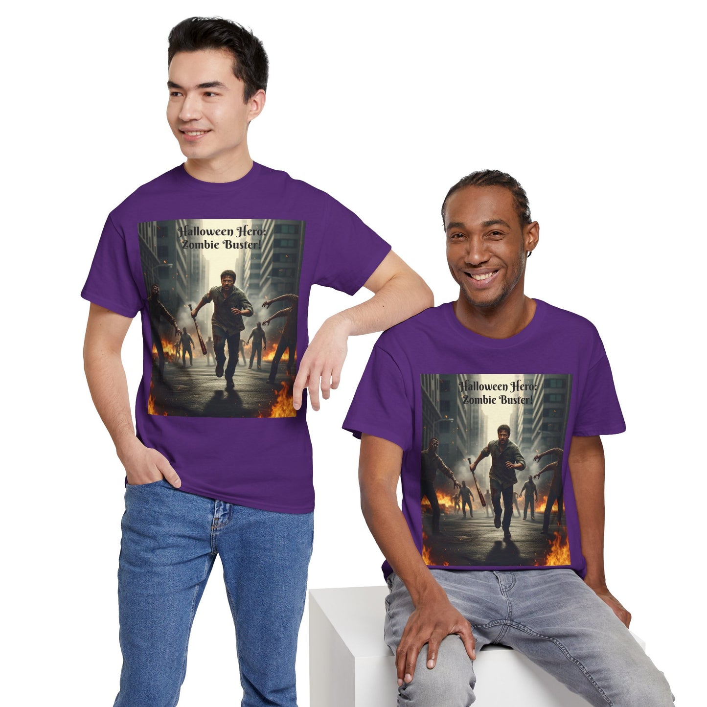 You As a Zombie Buster- Custom Made Halloween Cotton T-Shirt, Your Face On a T-Shirt