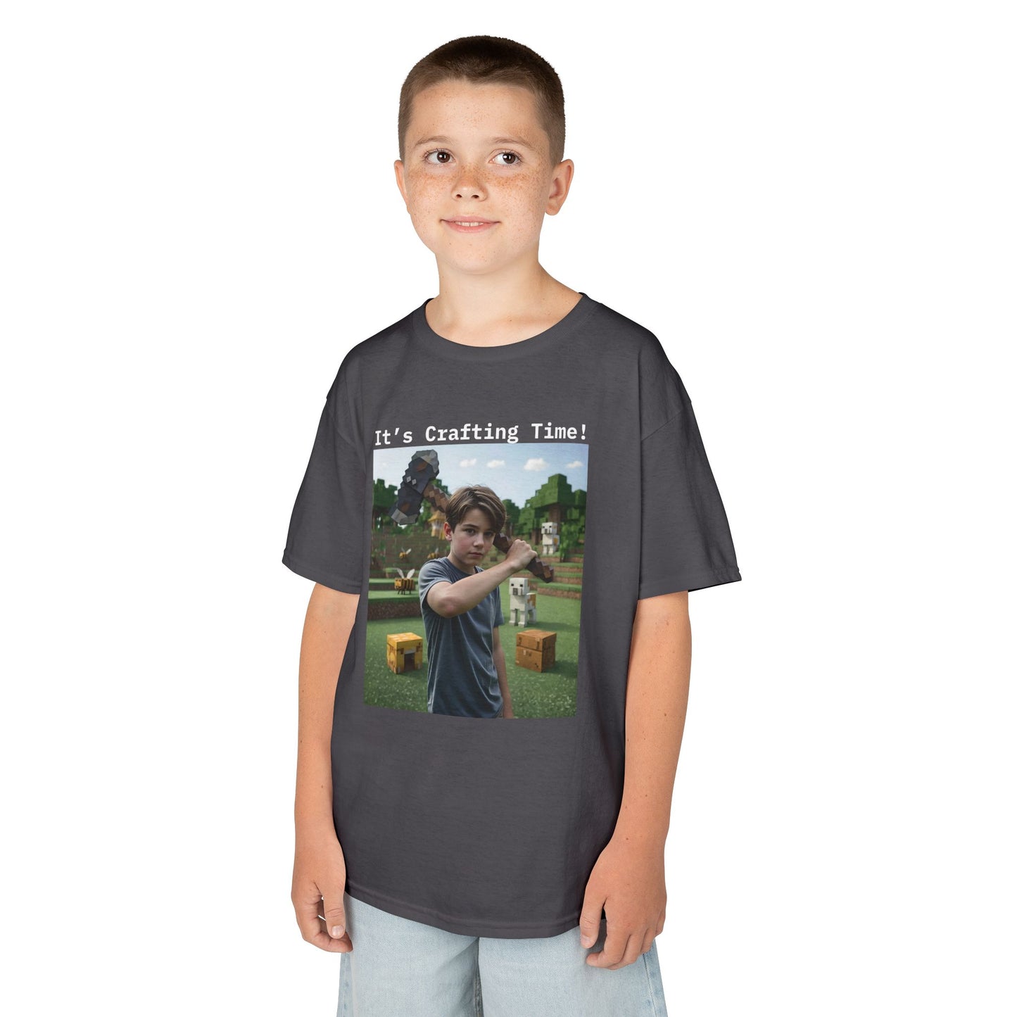 Customizable Kids Cotton T-Shirt - It's Crafting Time - Minecraft Inspired T-Shirt