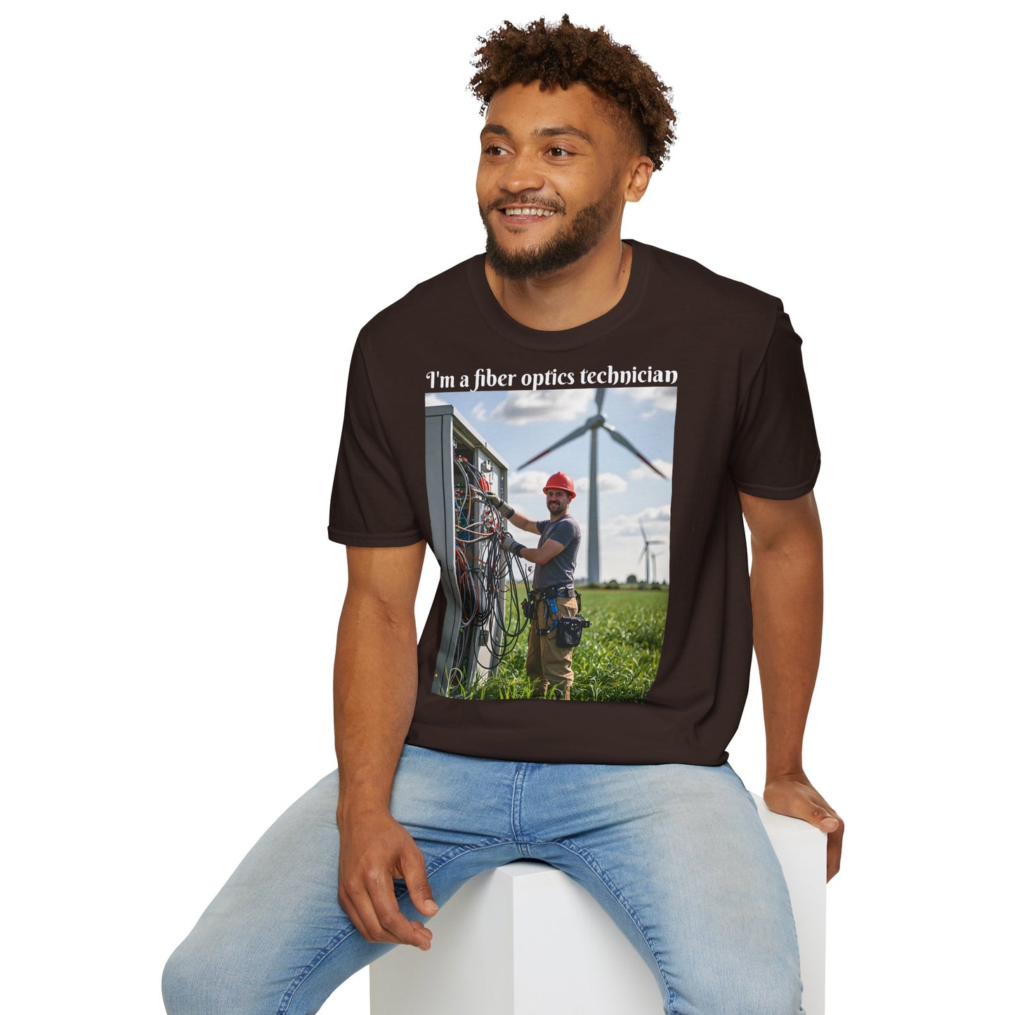 Customizable Softstyle Cotton T-Shirt - 'I'm a Fiber Optics Technician' Design for Energy Workers