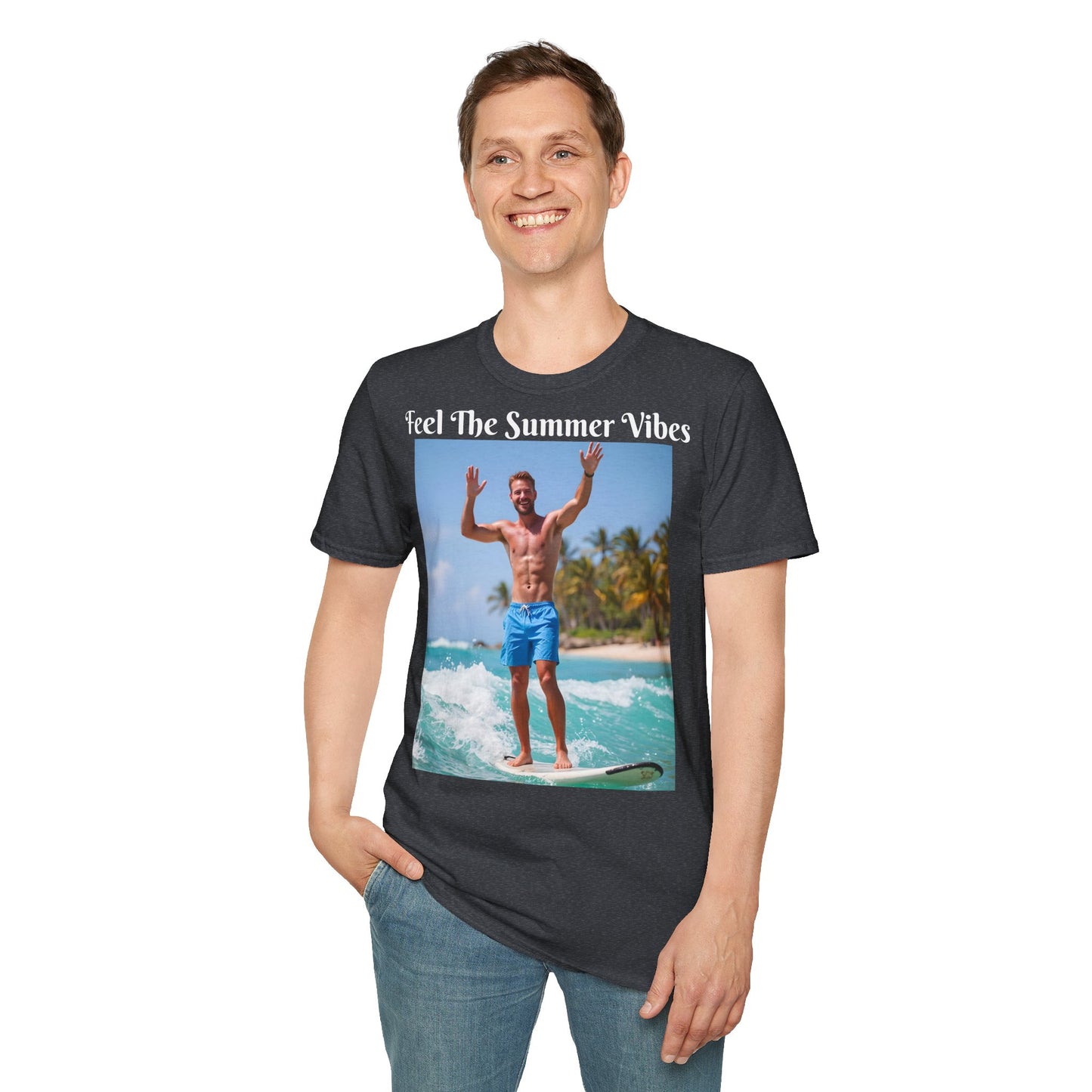 Customizable "Feel the Summer Vibes" Cotton Softstyle T-Shirt
