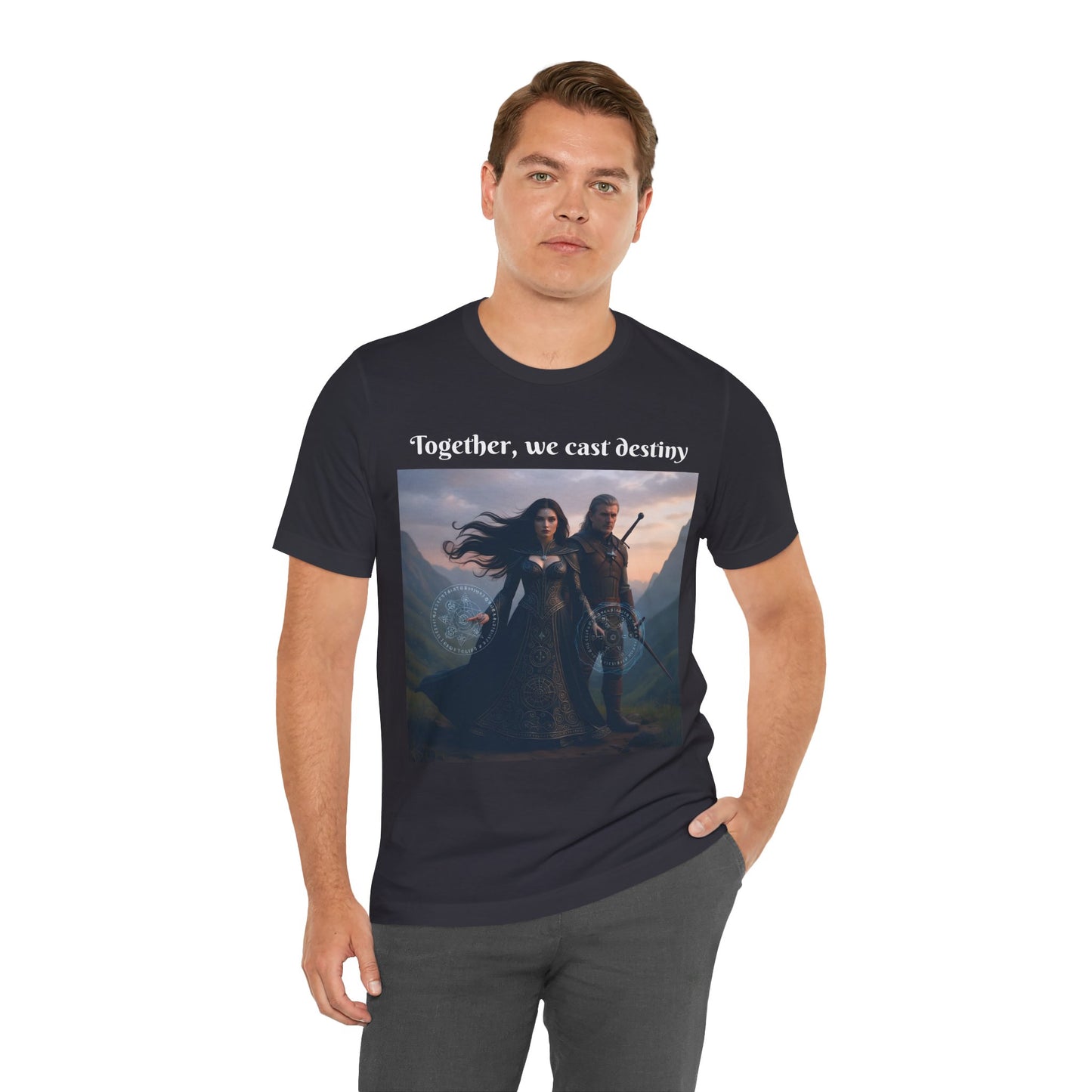 Customizable Halloween Unisex Cotton T-Shirt - Together, we cast destiny - Halloween