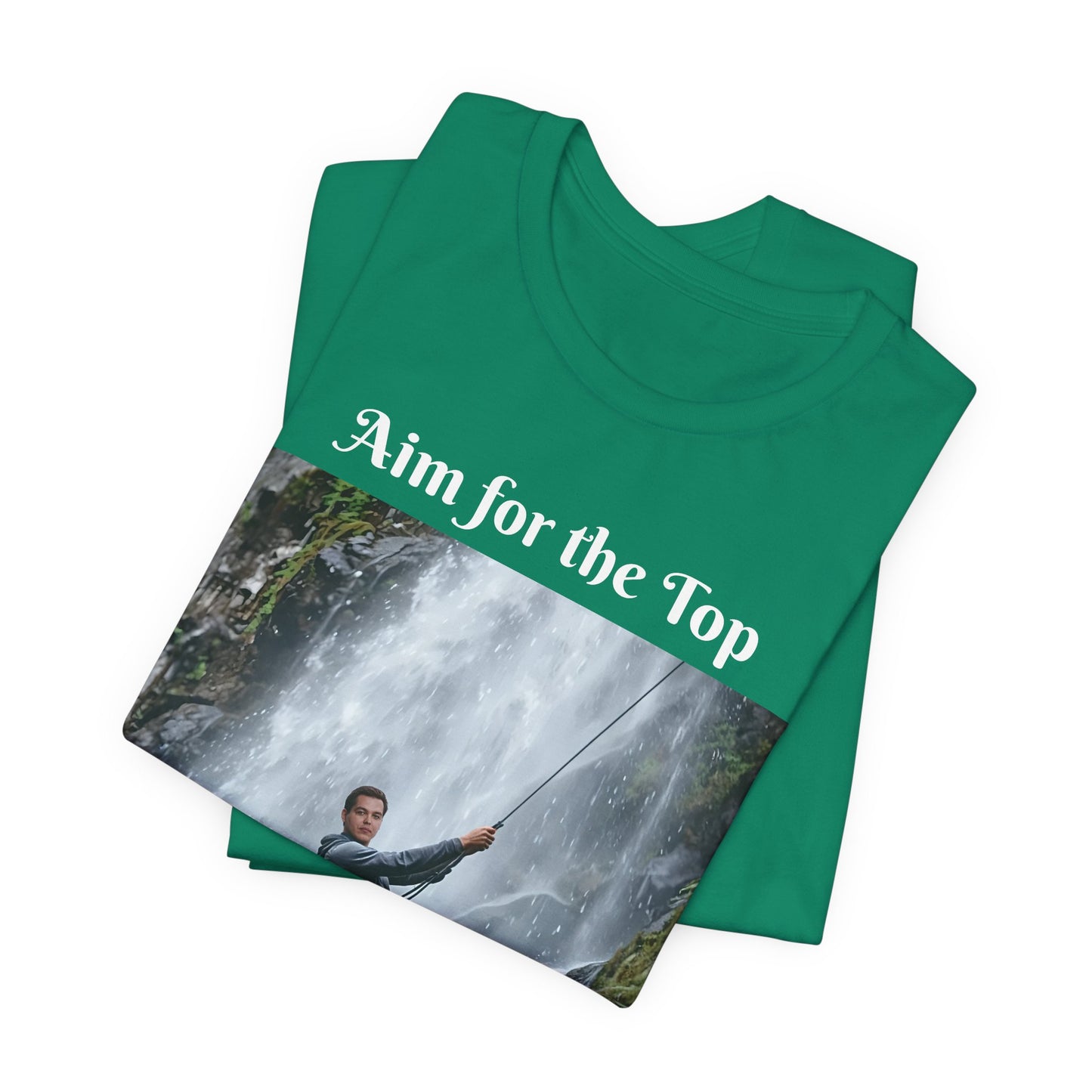 Customizable Cotton Adventure T-Shirt - "Aim for the Top" With Your Face on the T-Shirt