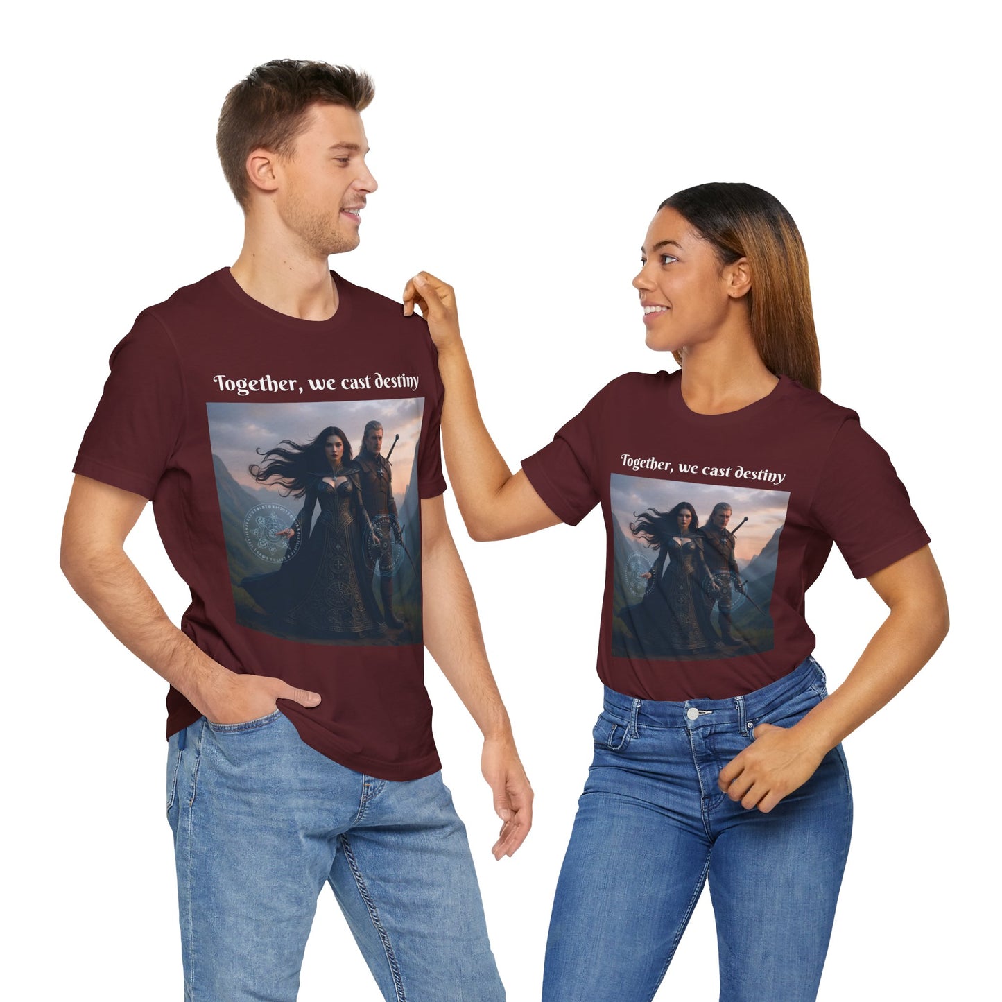Customizable Halloween Unisex Cotton T-Shirt - Together, we cast destiny - Halloween