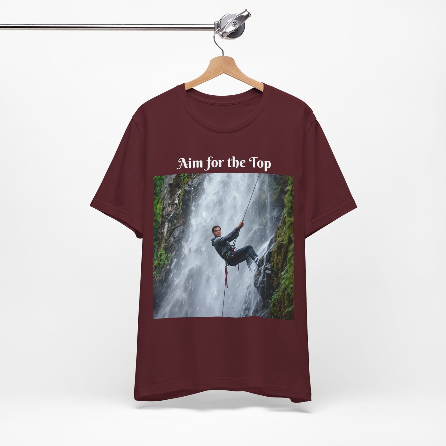 Customizable Cotton Adventure T-Shirt - "Aim for the Top" With Your Face on the T-Shirt