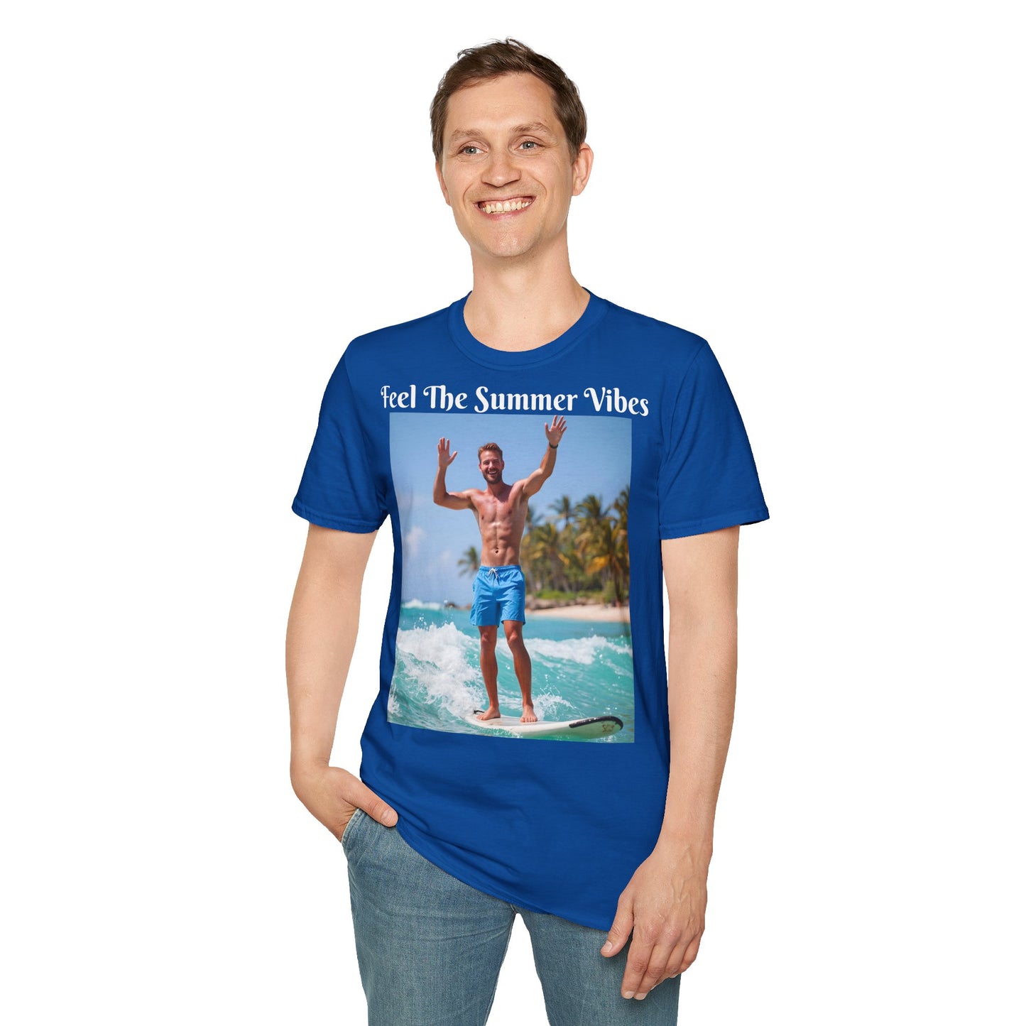 Customizable "Feel the Summer Vibes" Cotton Softstyle T-Shirt
