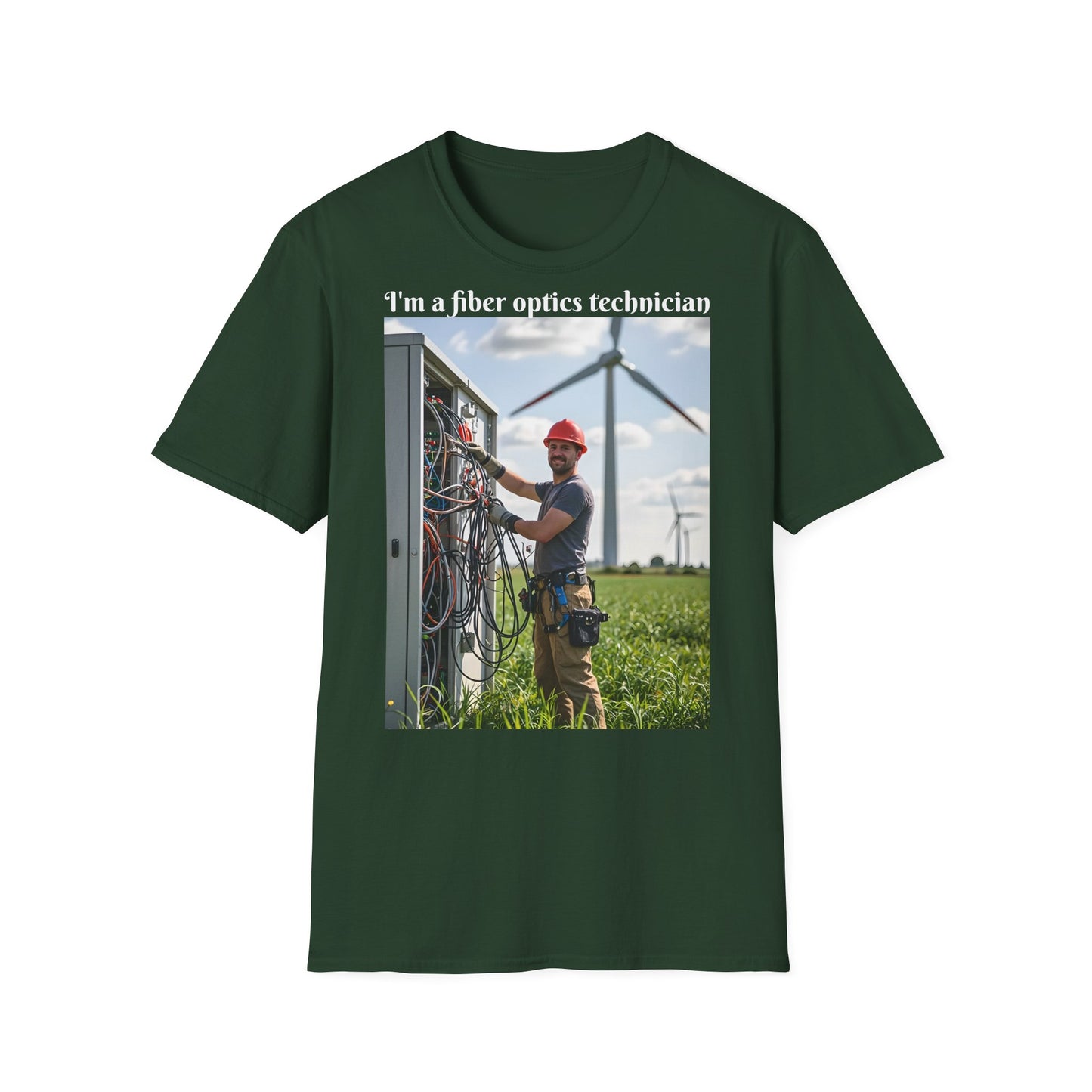Customizable Softstyle Cotton T-Shirt - 'I'm a Fiber Optics Technician' Design for Energy Workers