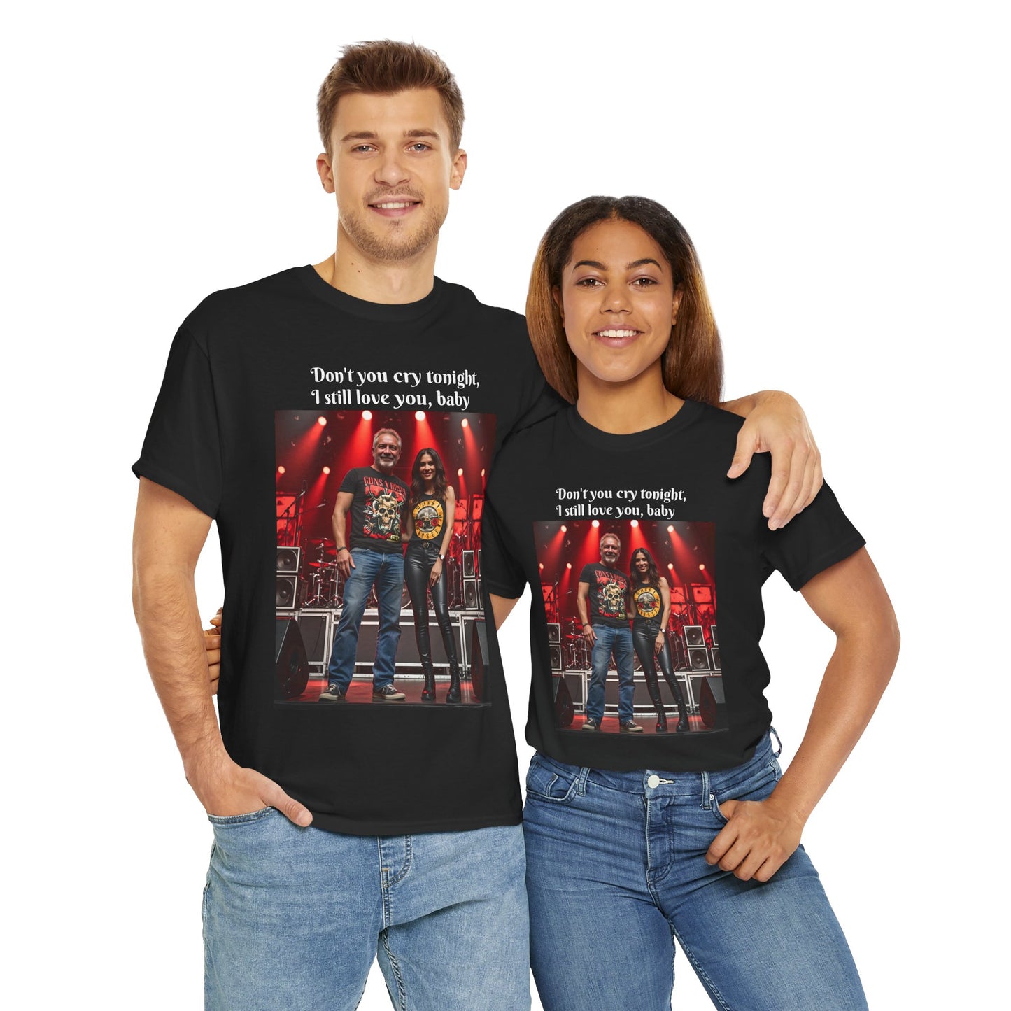Customizable Classic Rock Unisex Heavy Cotton T-Shirt - ‘Don’t You Cry Tonight’ Vintage Design