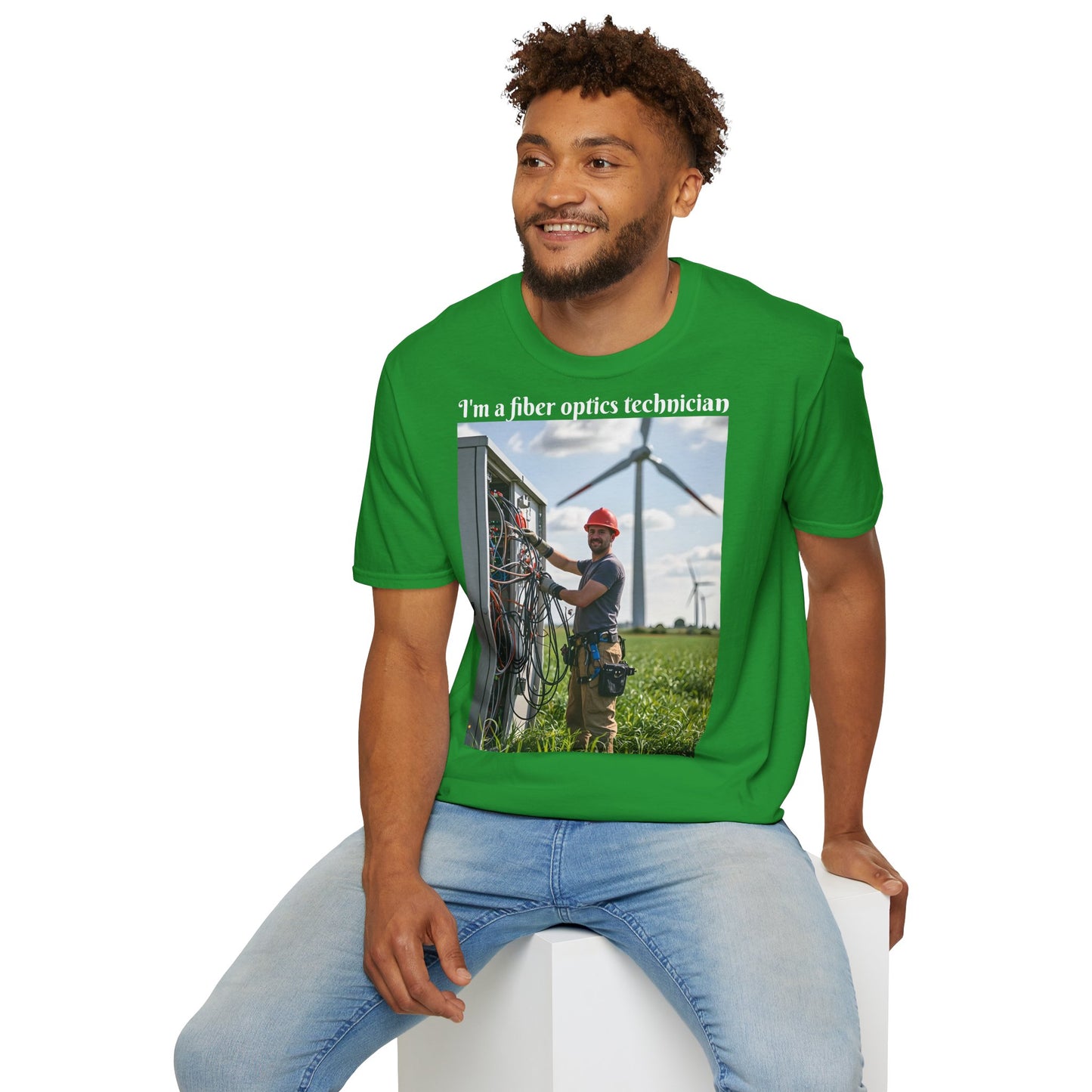 Customizable Softstyle Cotton T-Shirt - 'I'm a Fiber Optics Technician' Design for Energy Workers