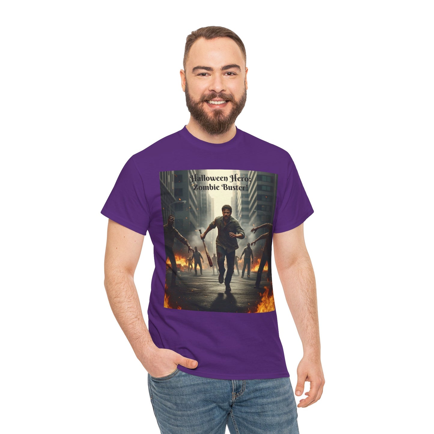 You As a Zombie Buster- Custom Made Halloween Cotton T-Shirt, Your Face On a T-Shirt