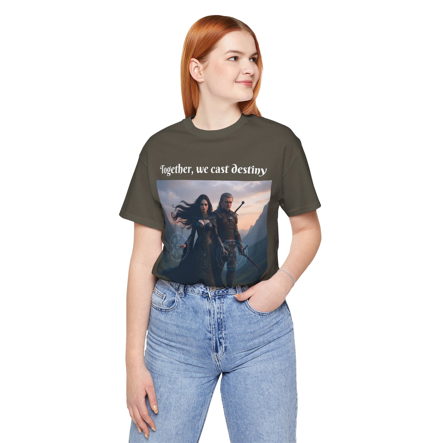 Customizable Halloween Unisex Cotton T-Shirt - Together, we cast destiny - Halloween