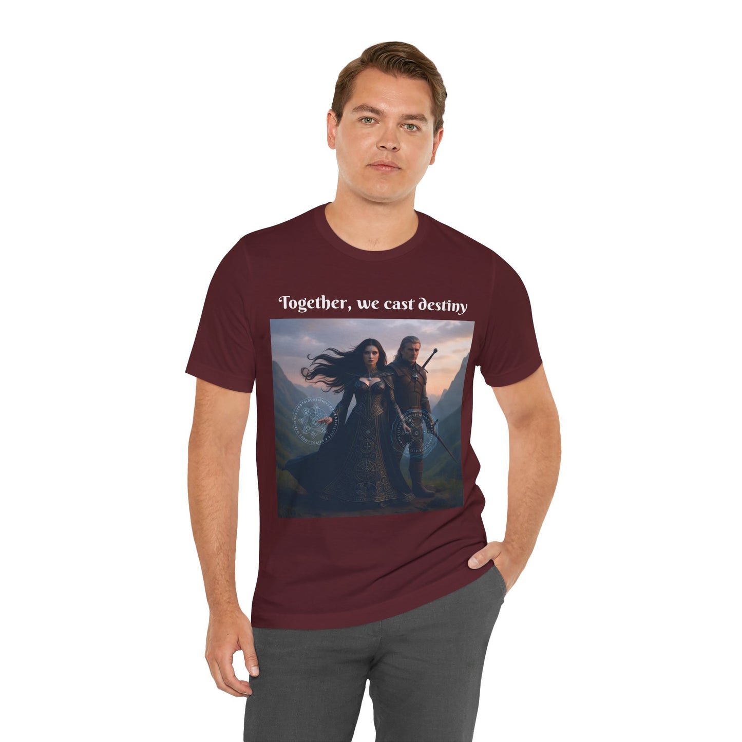 Customizable Halloween Unisex Cotton T-Shirt - Together, we cast destiny - Halloween