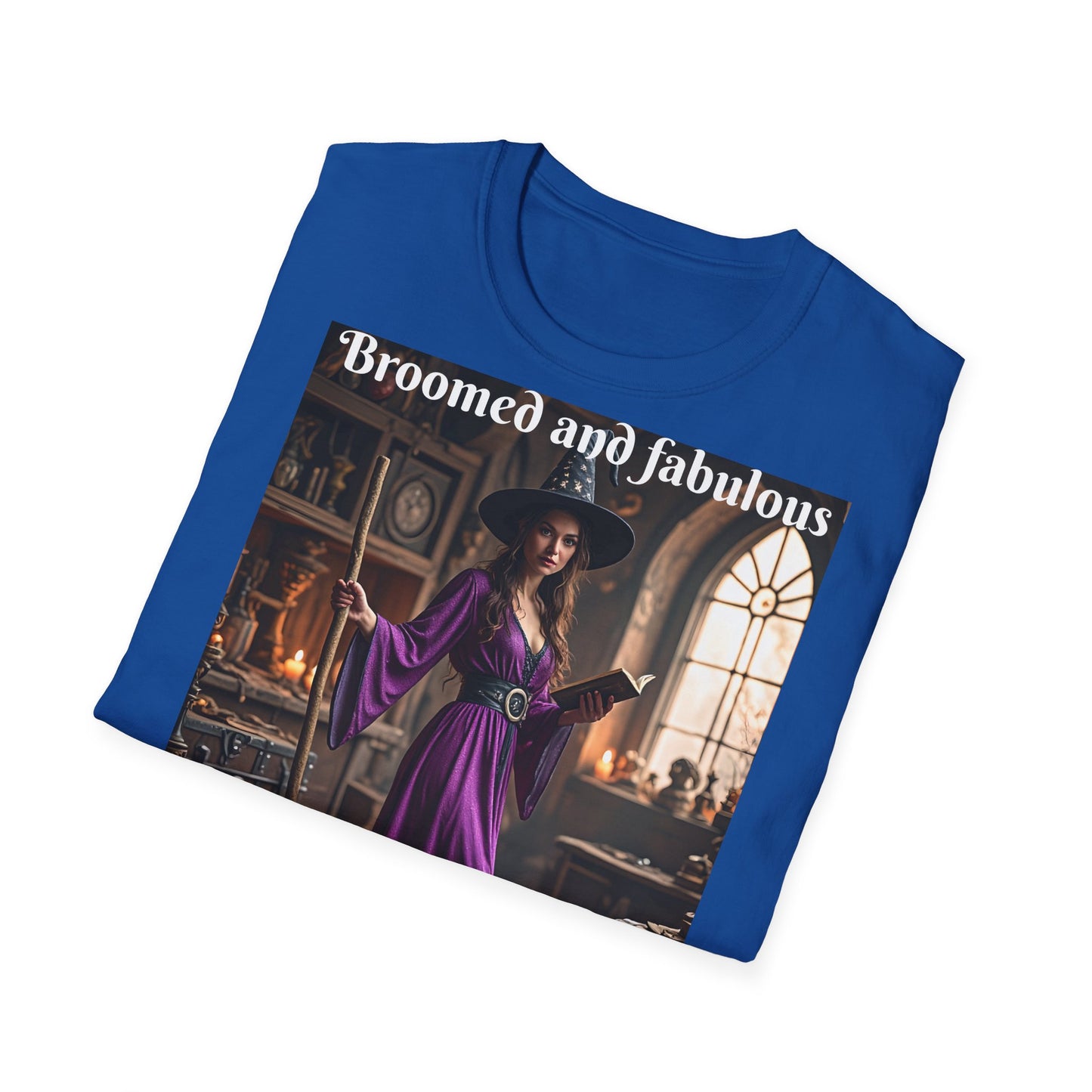 Customizable Woman Cotton Softstyle Halloween T-Shirt - Broomed and Fabulous Halloween Outfit