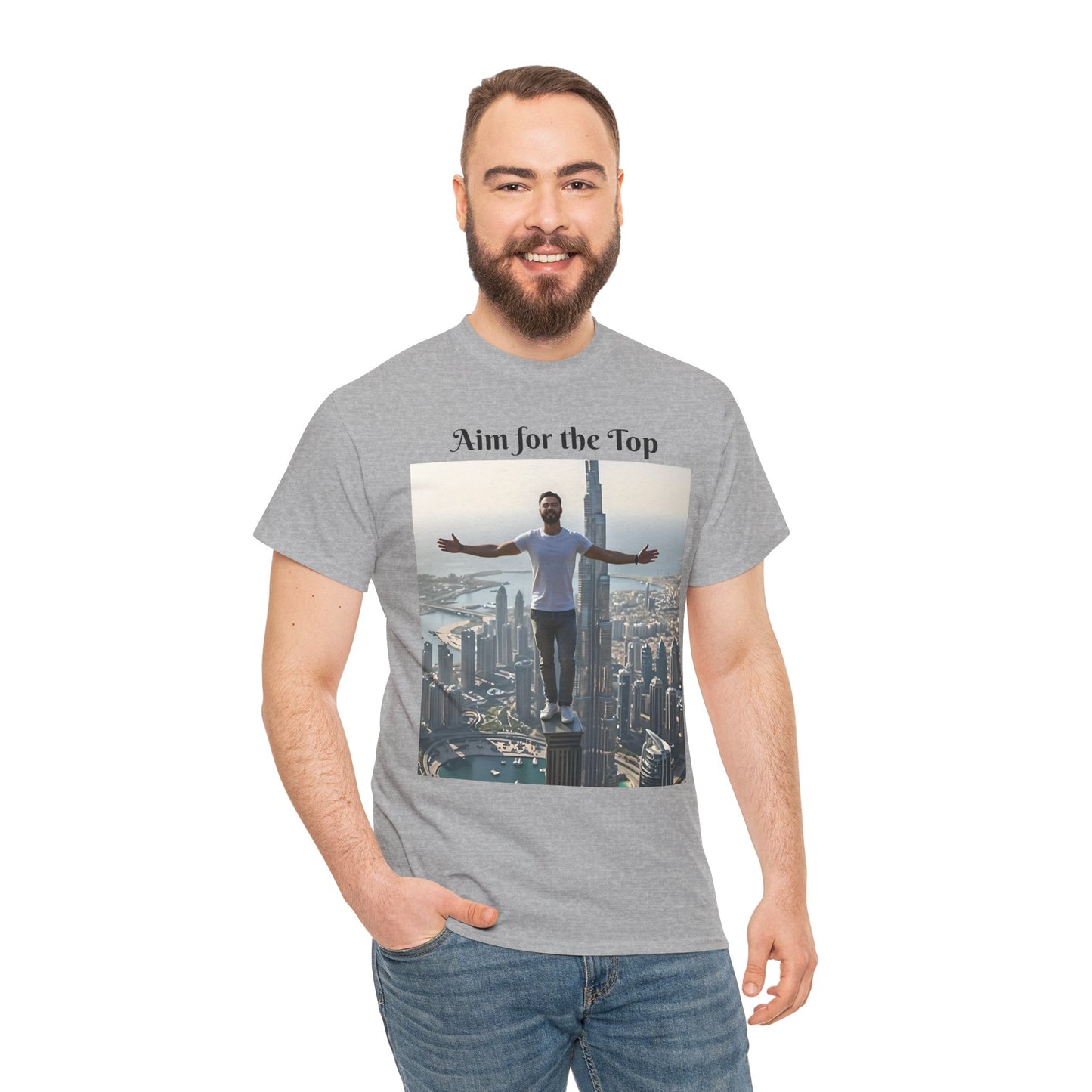 Customizable Cotton T-Shirt - ‘Aim for the Top’ - With Your Face on the T-Shirt
