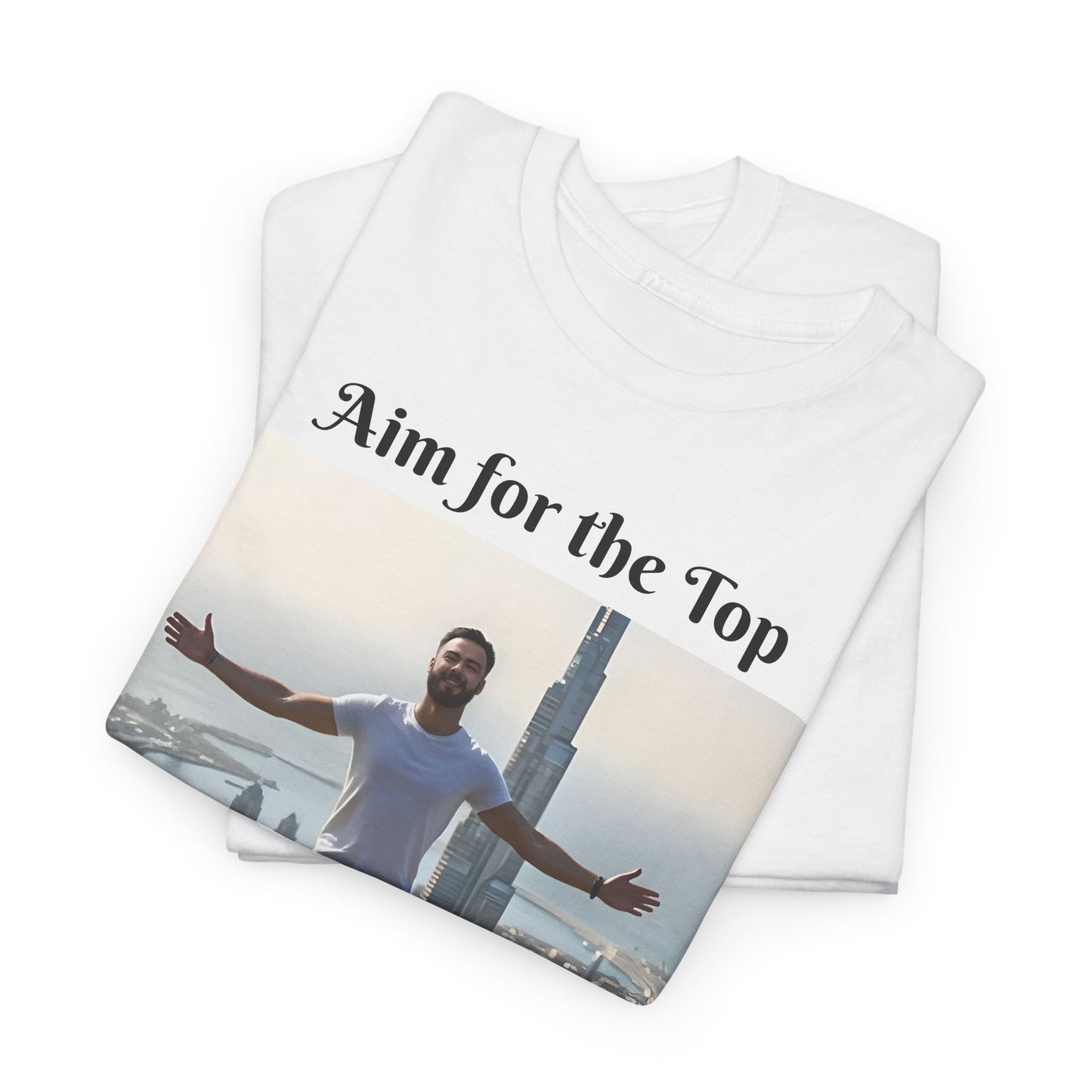 Customizable Cotton T-Shirt - ‘Aim for the Top’ - With Your Face on the T-Shirt