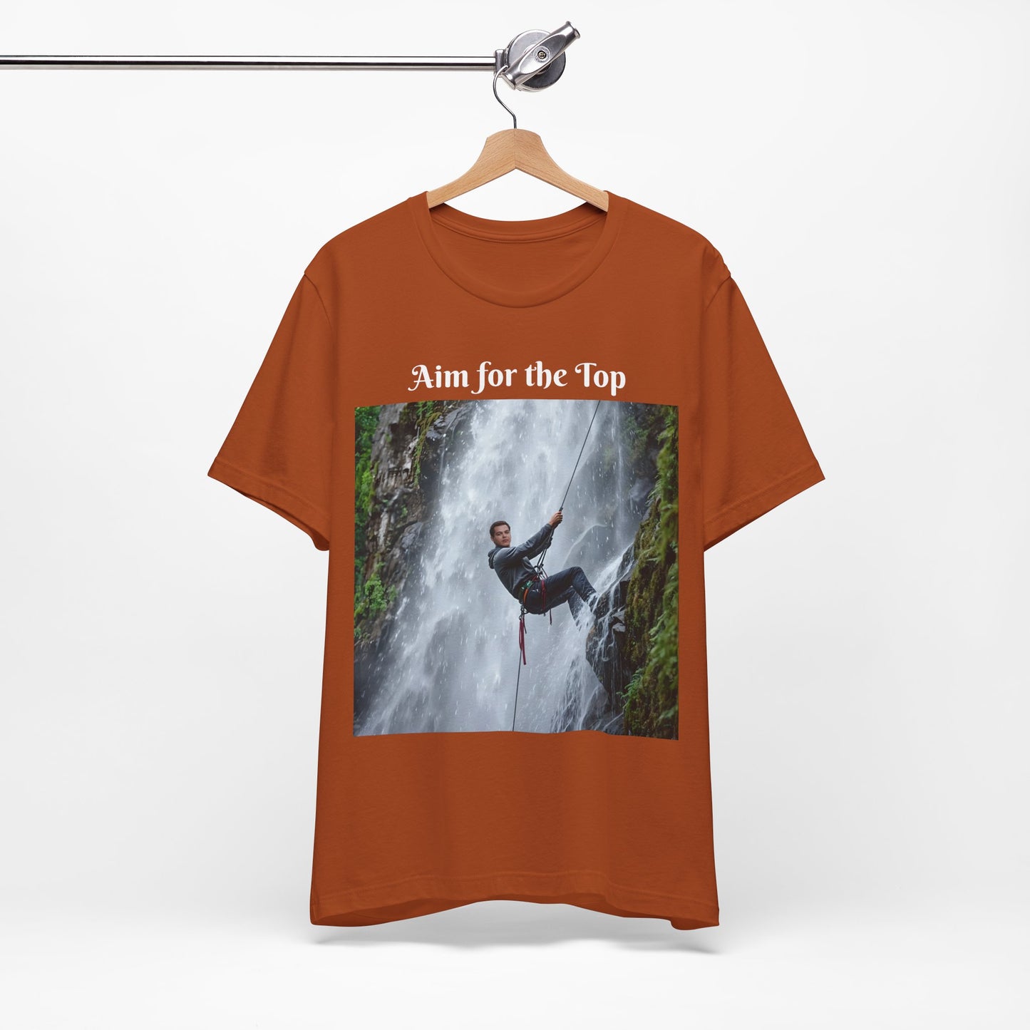 Customizable Cotton Adventure T-Shirt - "Aim for the Top" With Your Face on the T-Shirt