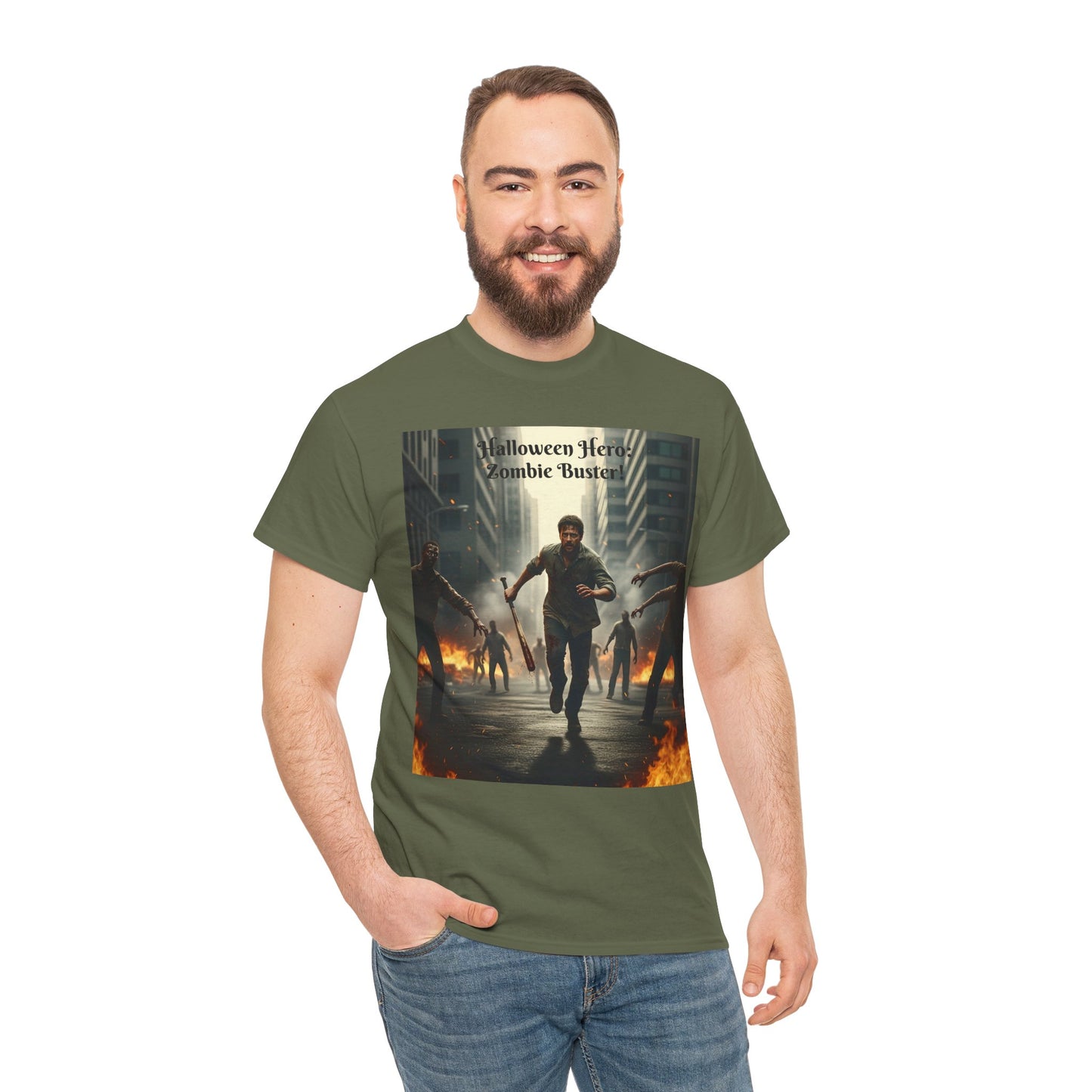 You As a Zombie Buster- Custom Made Halloween Cotton T-Shirt, Your Face On a T-Shirt