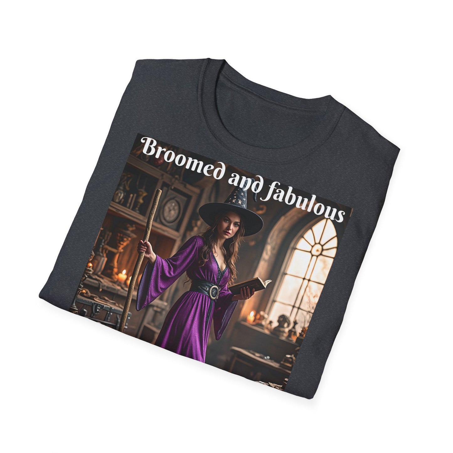 Customizable Woman Cotton Softstyle Halloween T-Shirt - Broomed and Fabulous Halloween Outfit
