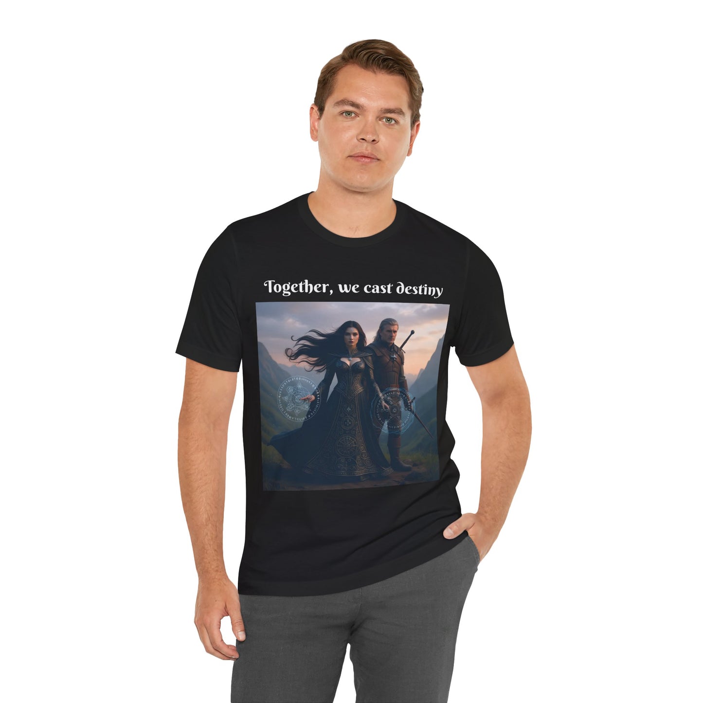 Customizable Halloween Unisex Cotton T-Shirt - Together, we cast destiny - Halloween