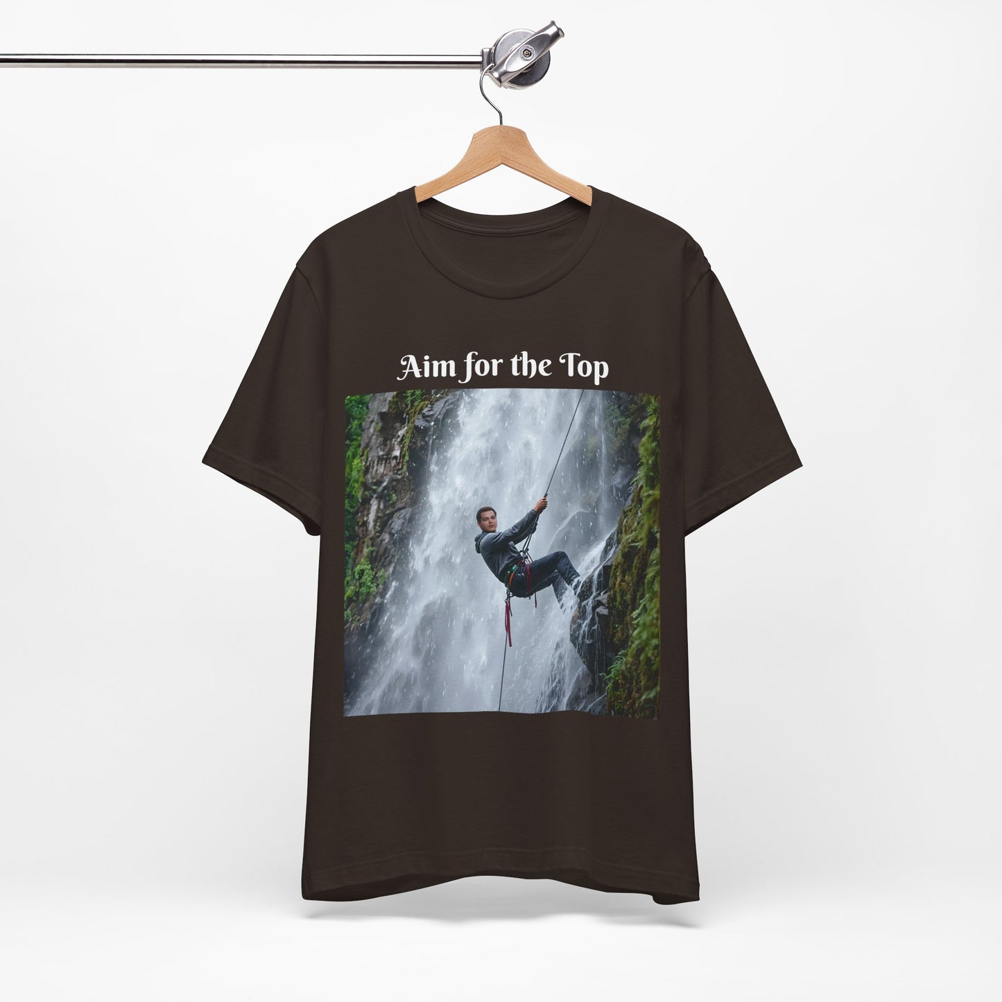 Customizable Cotton Adventure T-Shirt - "Aim for the Top" With Your Face on the T-Shirt