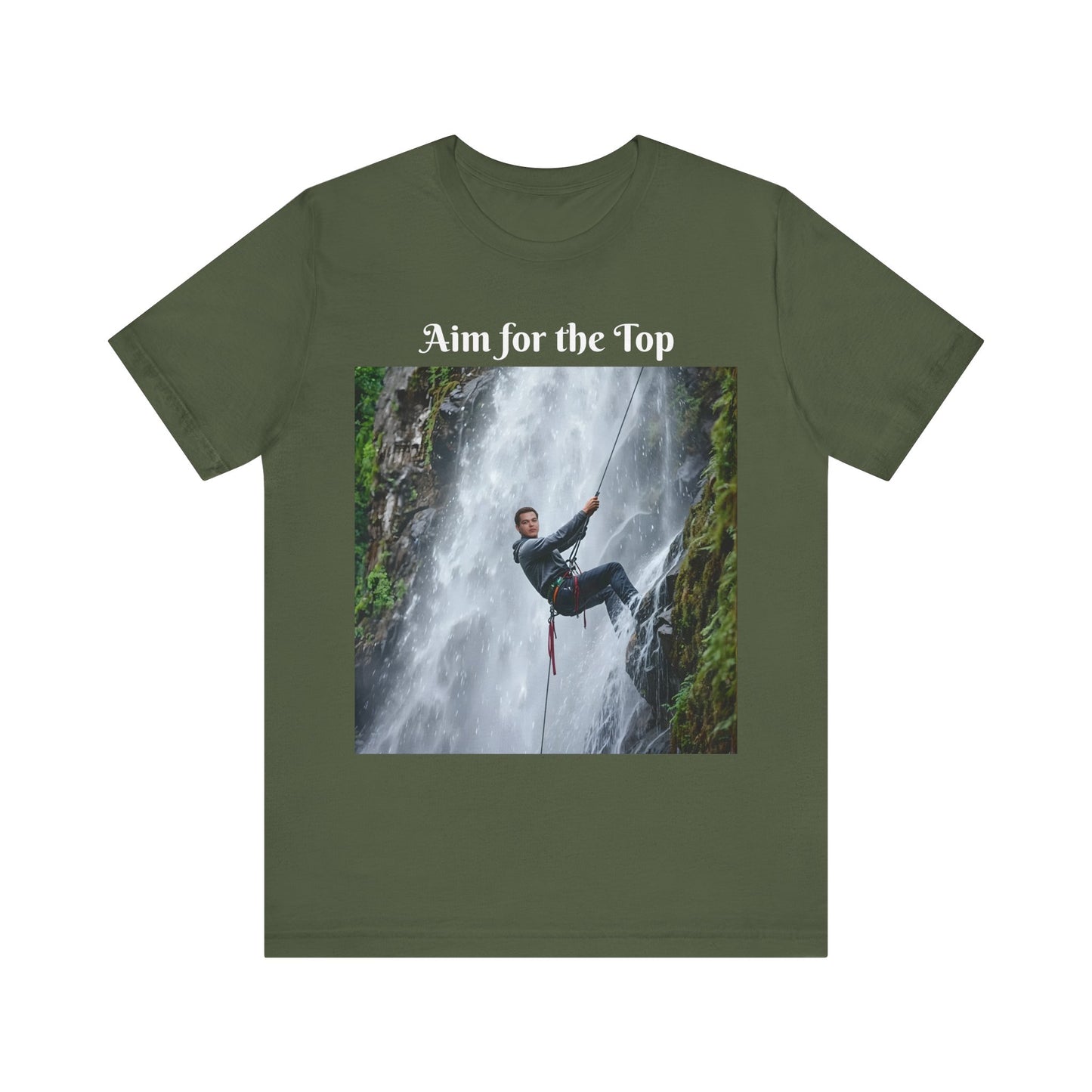 Customizable Cotton Adventure T-Shirt - "Aim for the Top" With Your Face on the T-Shirt