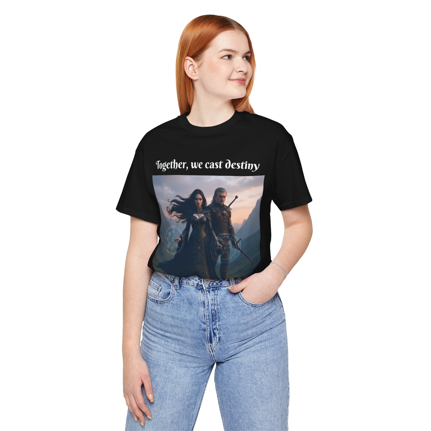 Customizable Halloween Unisex Cotton T-Shirt - Together, we cast destiny - Halloween