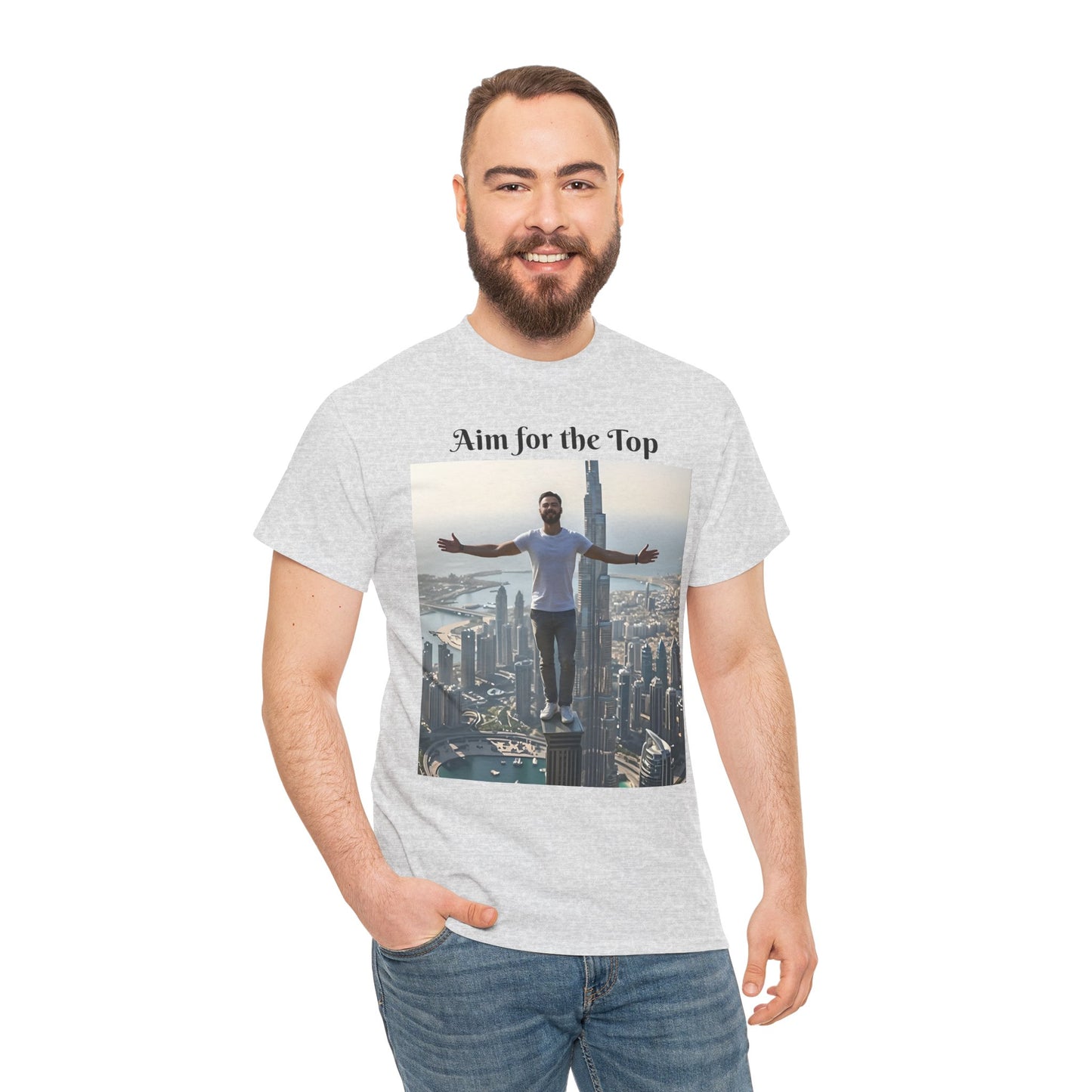 Customizable Cotton T-Shirt - ‘Aim for the Top’ - With Your Face on the T-Shirt