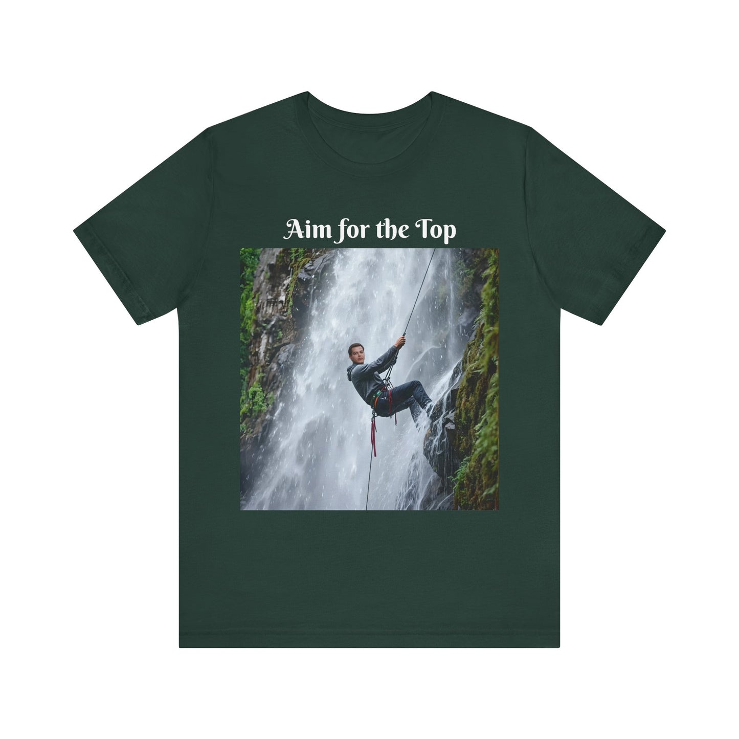 Customizable Cotton Adventure T-Shirt - "Aim for the Top" With Your Face on the T-Shirt