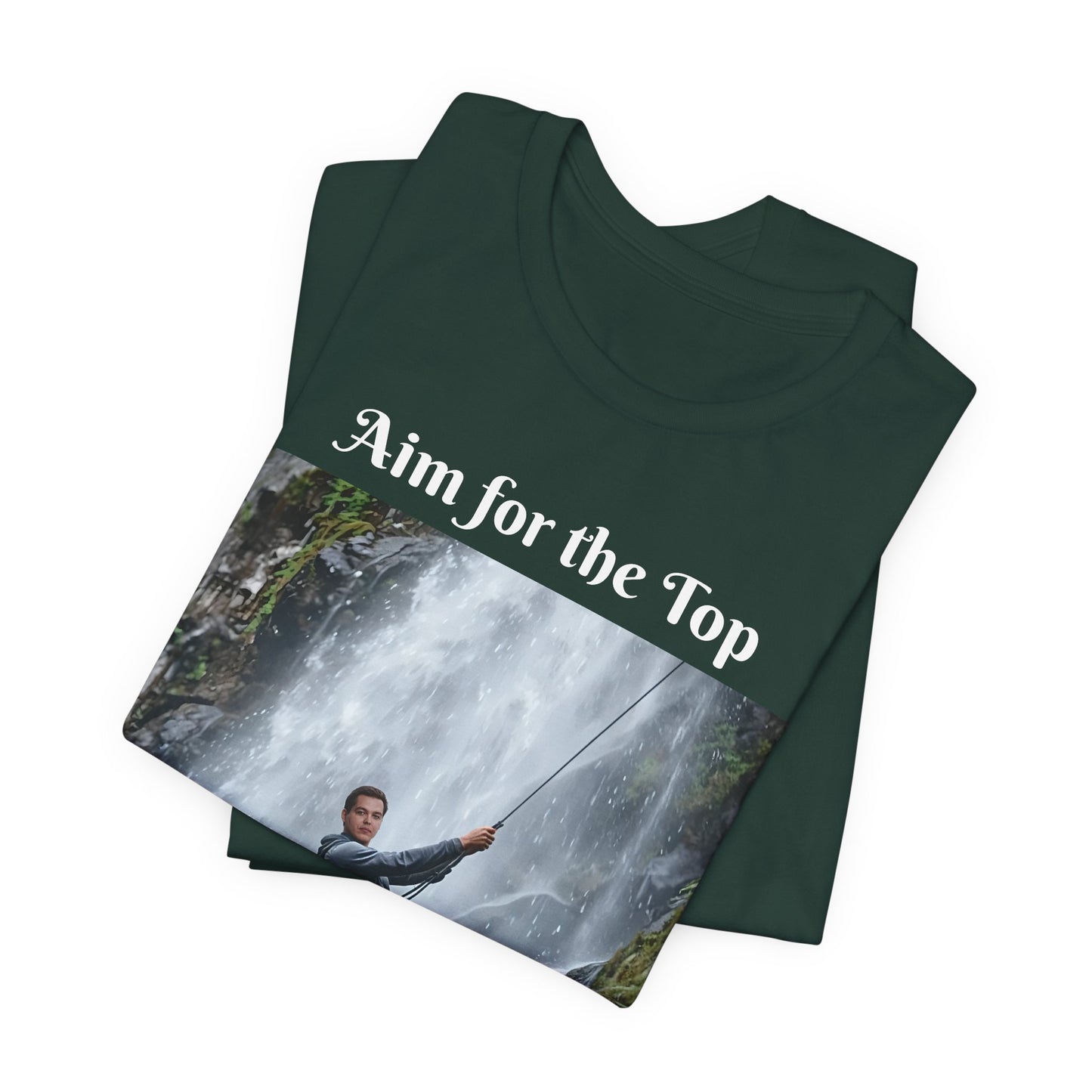 Customizable Cotton Adventure T-Shirt - "Aim for the Top" With Your Face on the T-Shirt