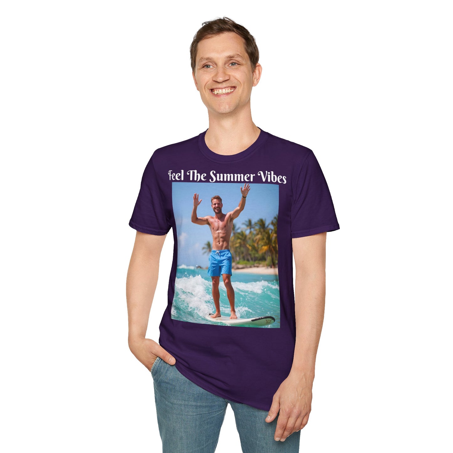Customizable "Feel the Summer Vibes" Cotton Softstyle T-Shirt