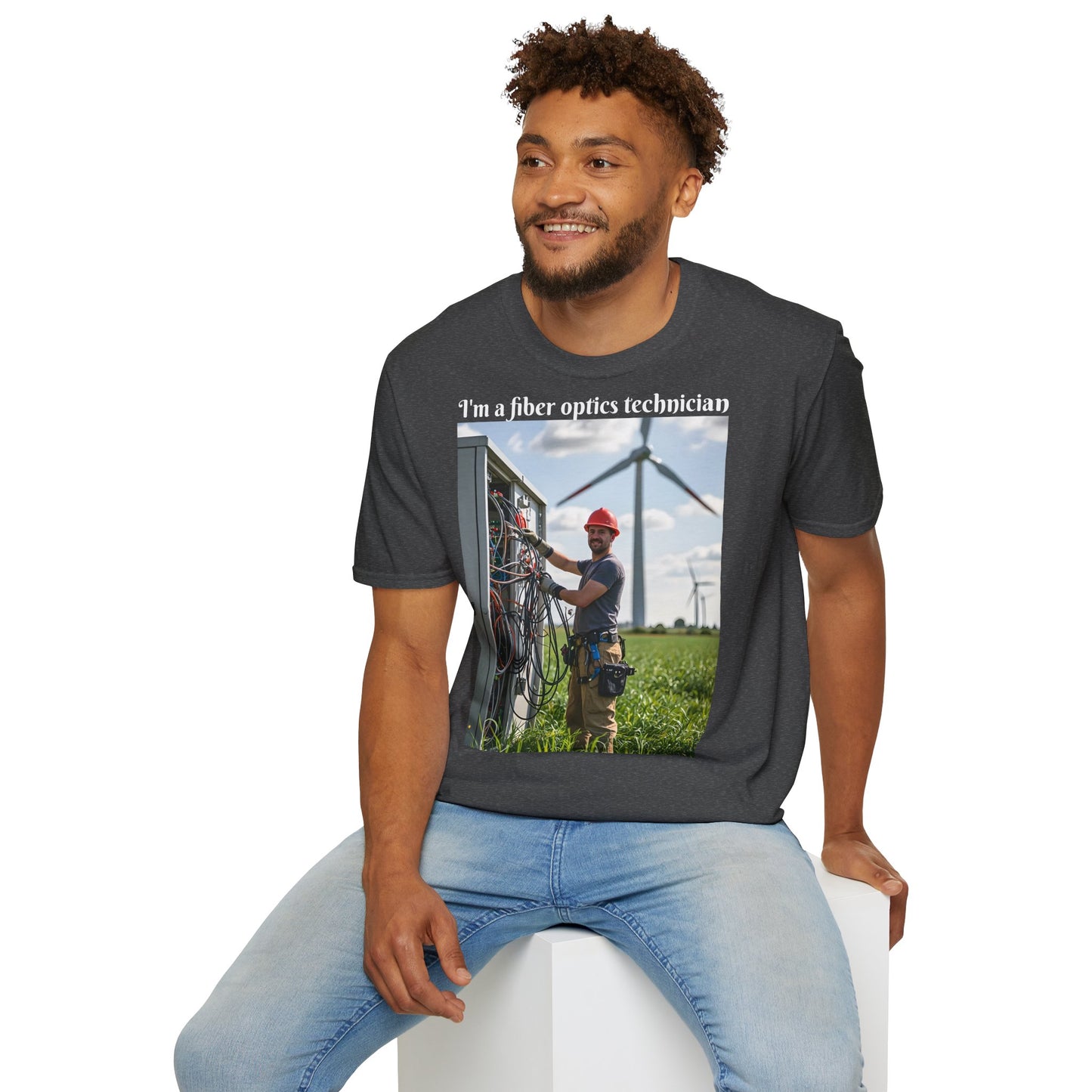 Customizable Softstyle Cotton T-Shirt - 'I'm a Fiber Optics Technician' Design for Energy Workers