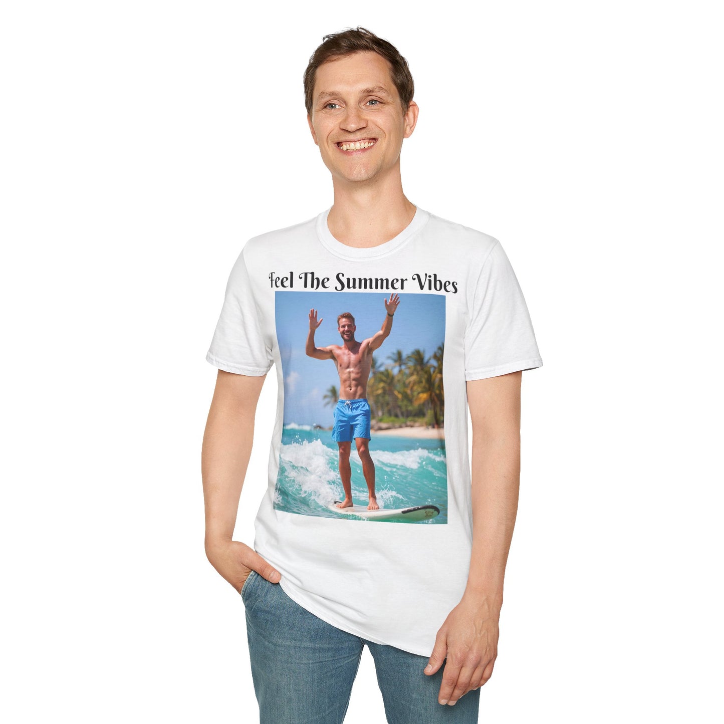 Customizable "Feel the Summer Vibes" Cotton Softstyle T-Shirt